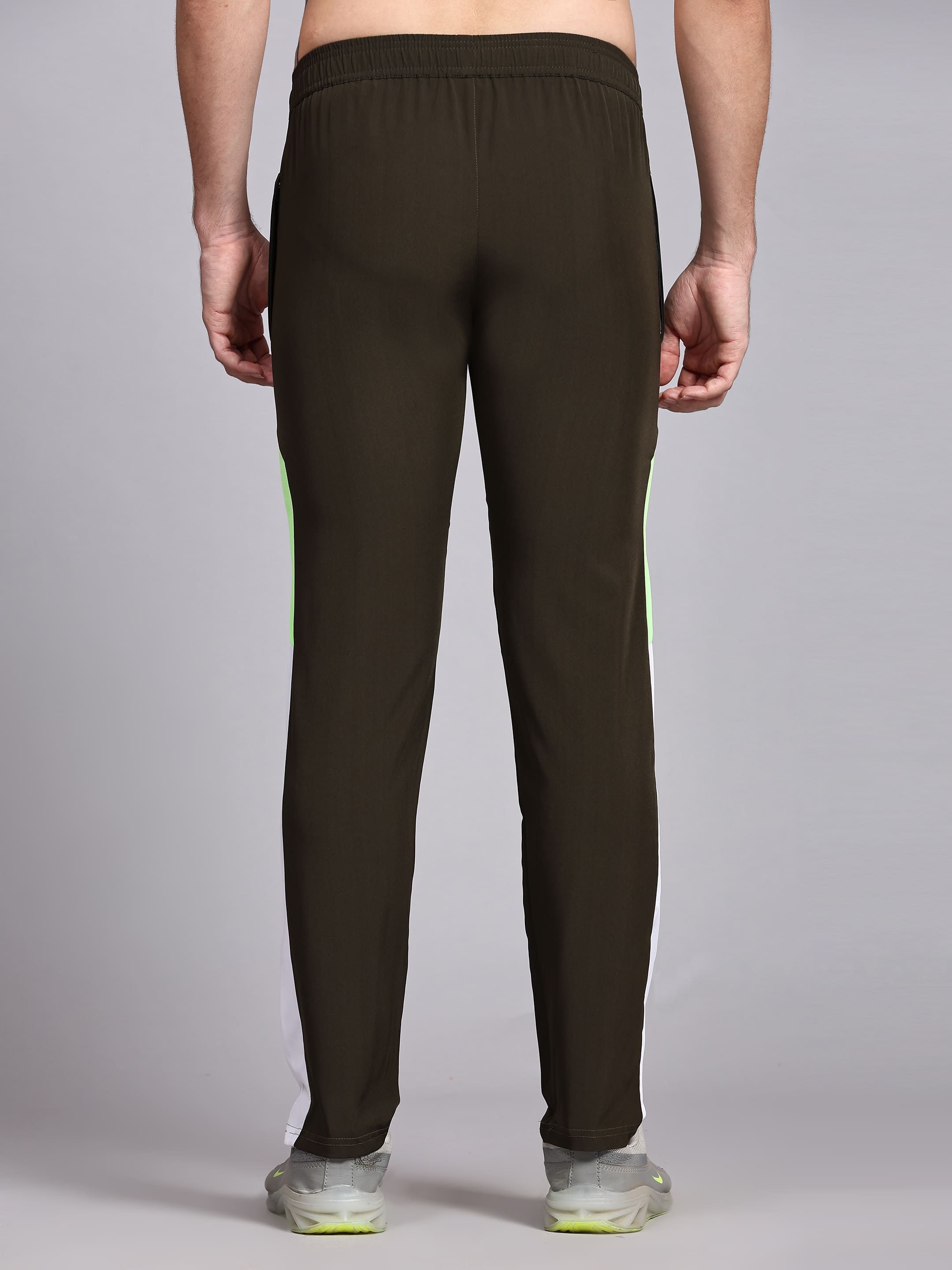 Dpassion Men Olive Colorblock Slim Fit Track Pants Gym Activewear - Dpassion