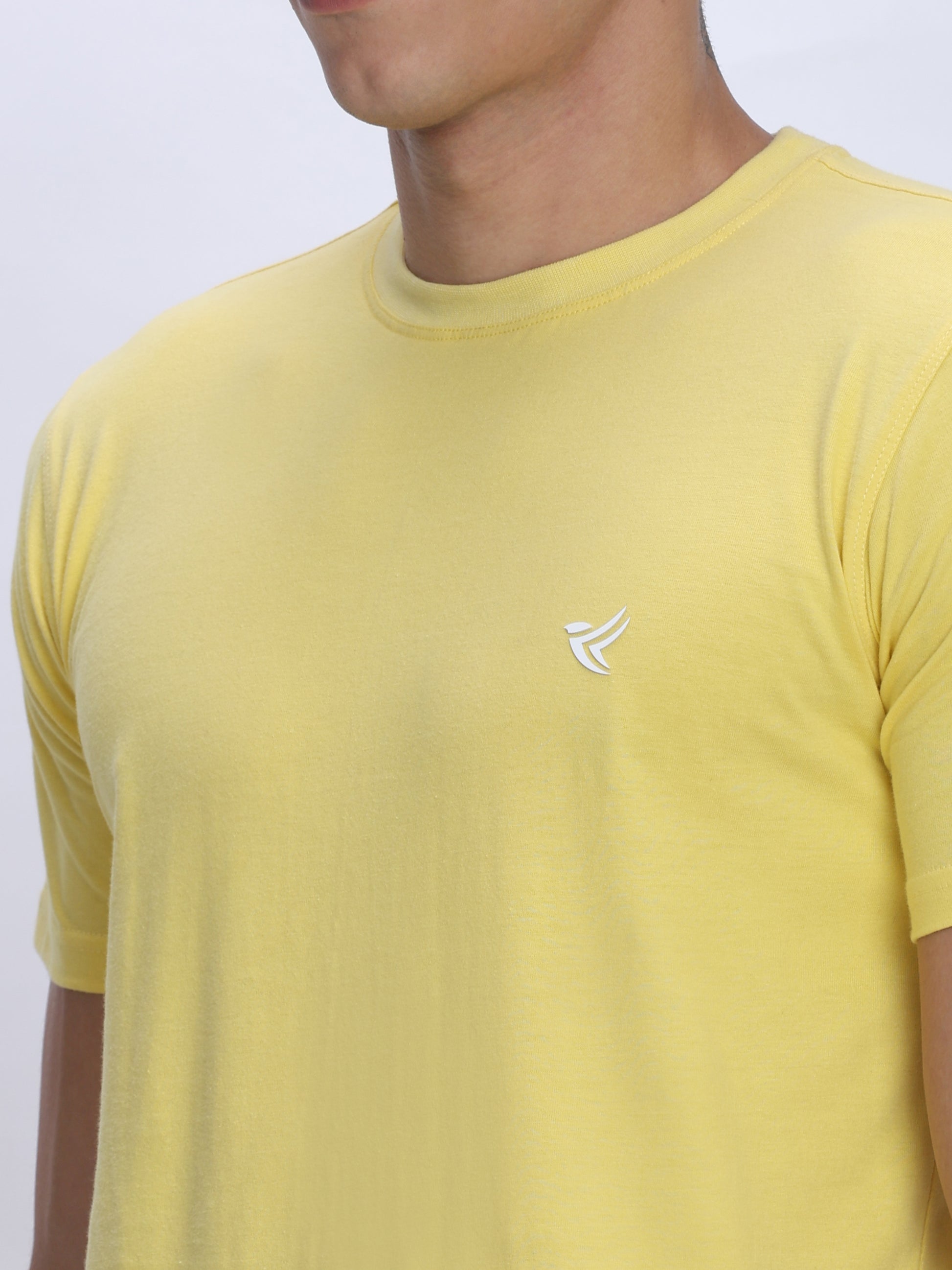 Dpassion Men Pastel Yellow Cotton Active T Shirt Performance Gym Wear - Dpassion