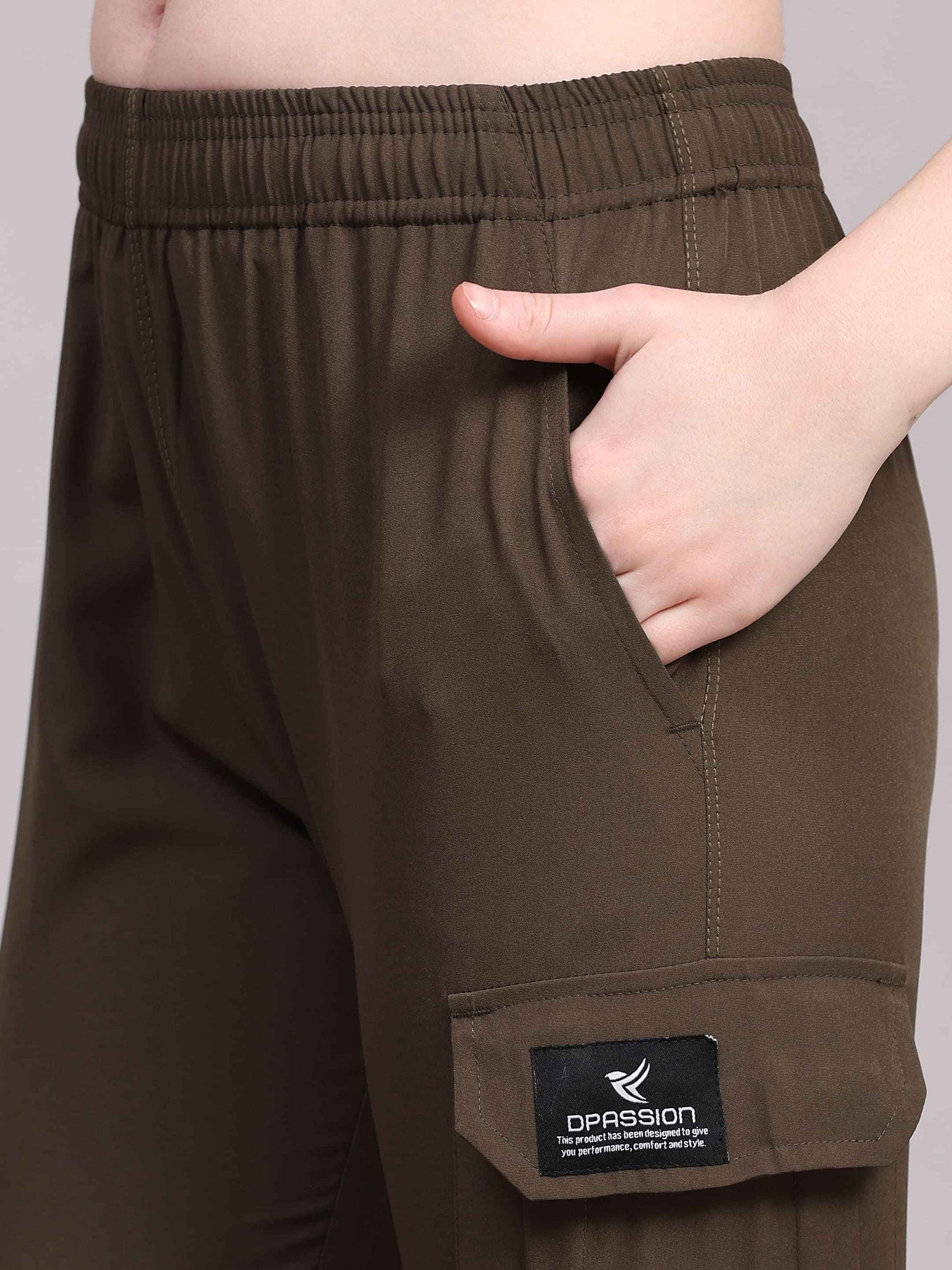 Dpassion Women’s Olive Slim Fit Training Track Pants Activewear