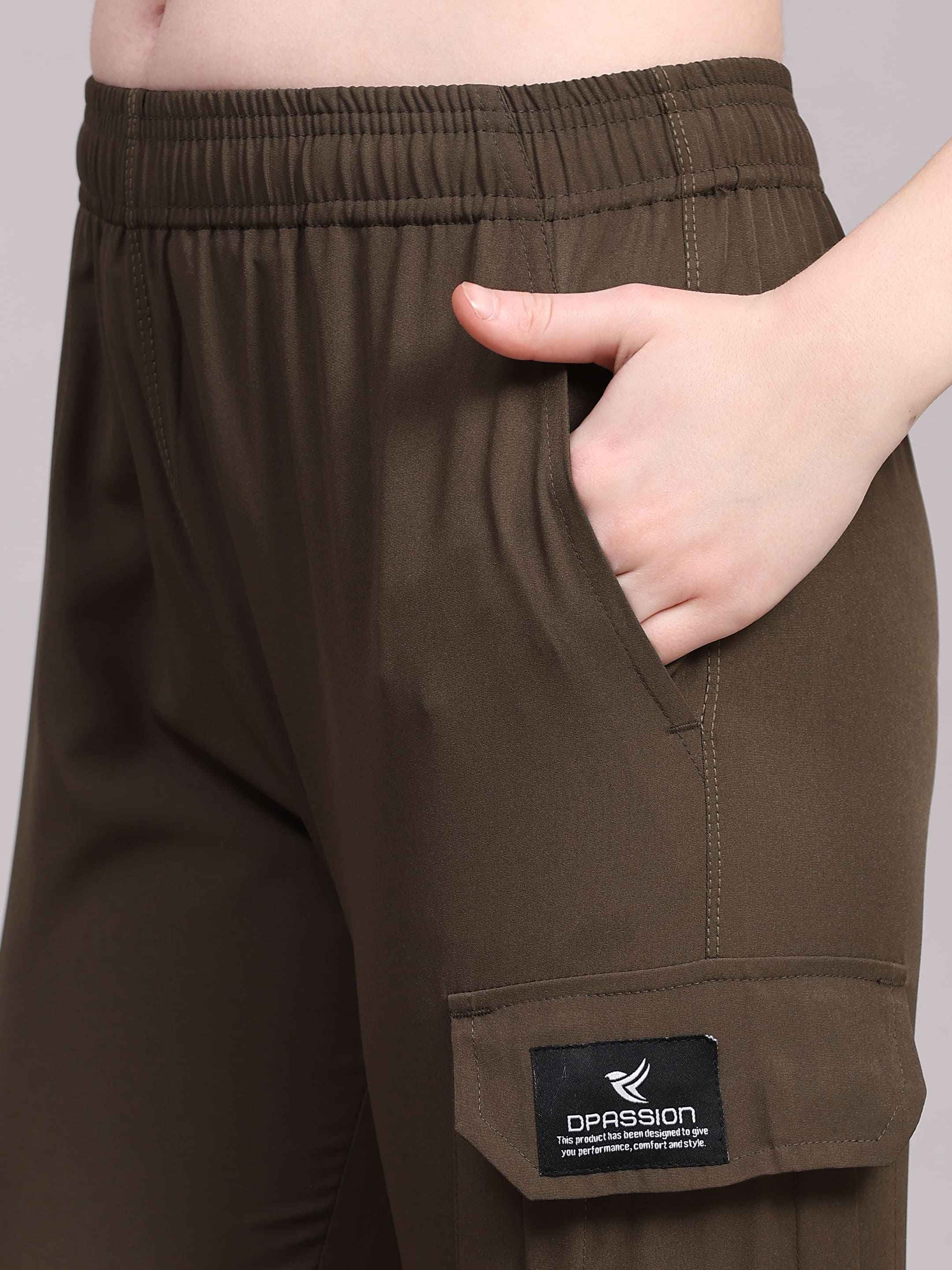Dpassion Women’s Olive Slim Fit Training Track Pants Activewear