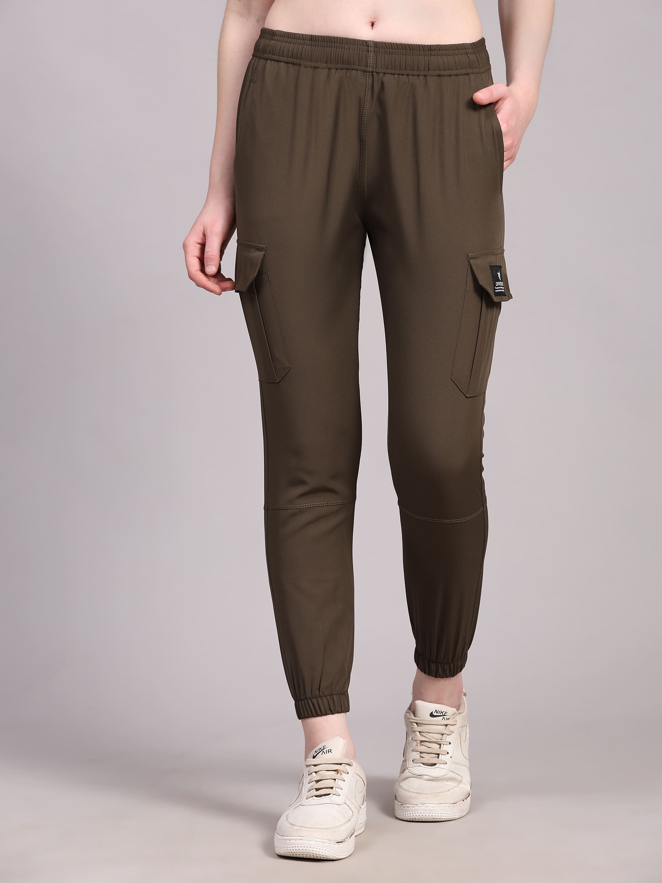 Dpassion Women’s Olive Slim Fit Training Track Pants Activewear - Dpassion