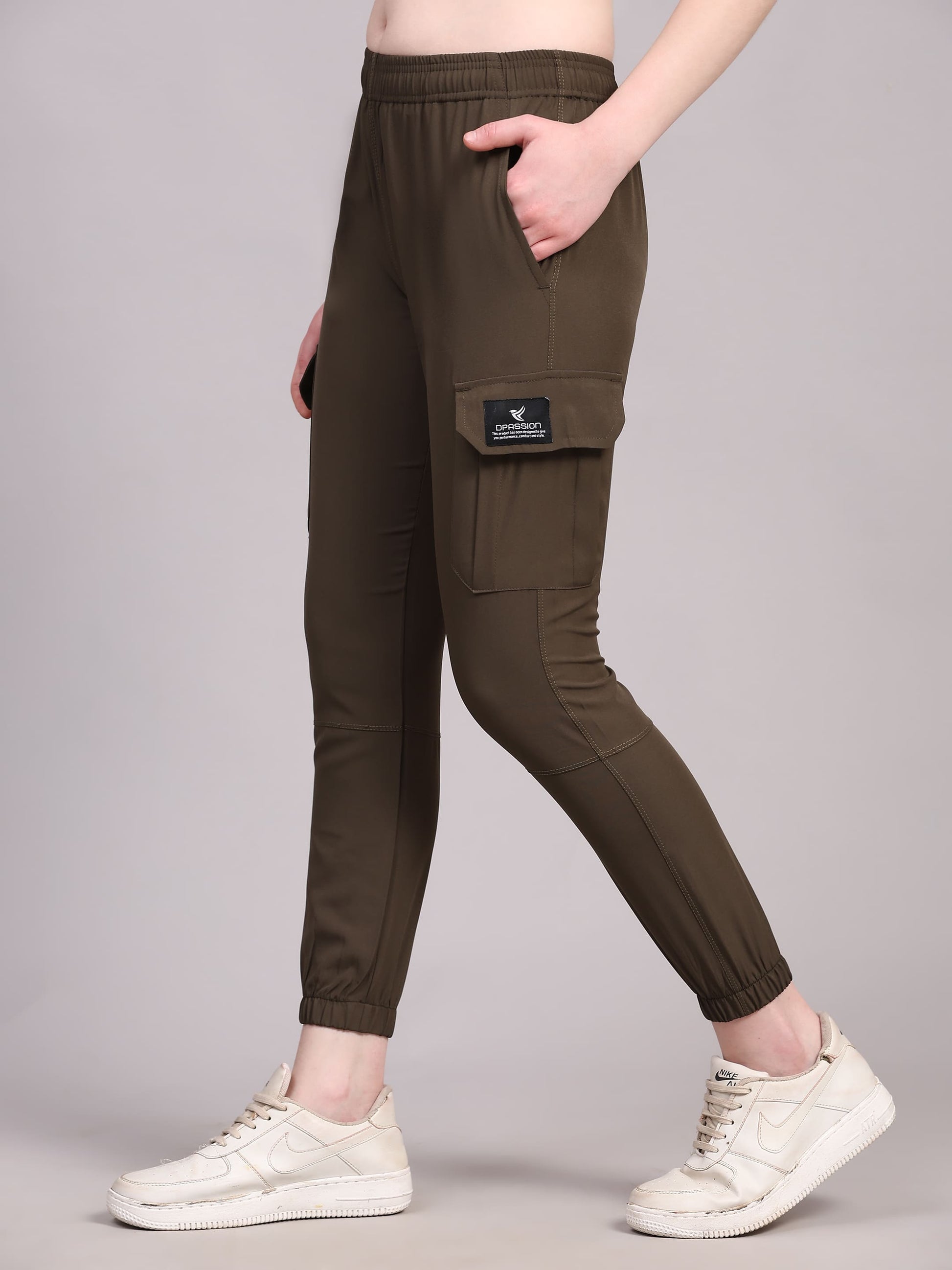 Dpassion Women’s Olive Slim Fit Training Track Pants Activewear - Dpassion