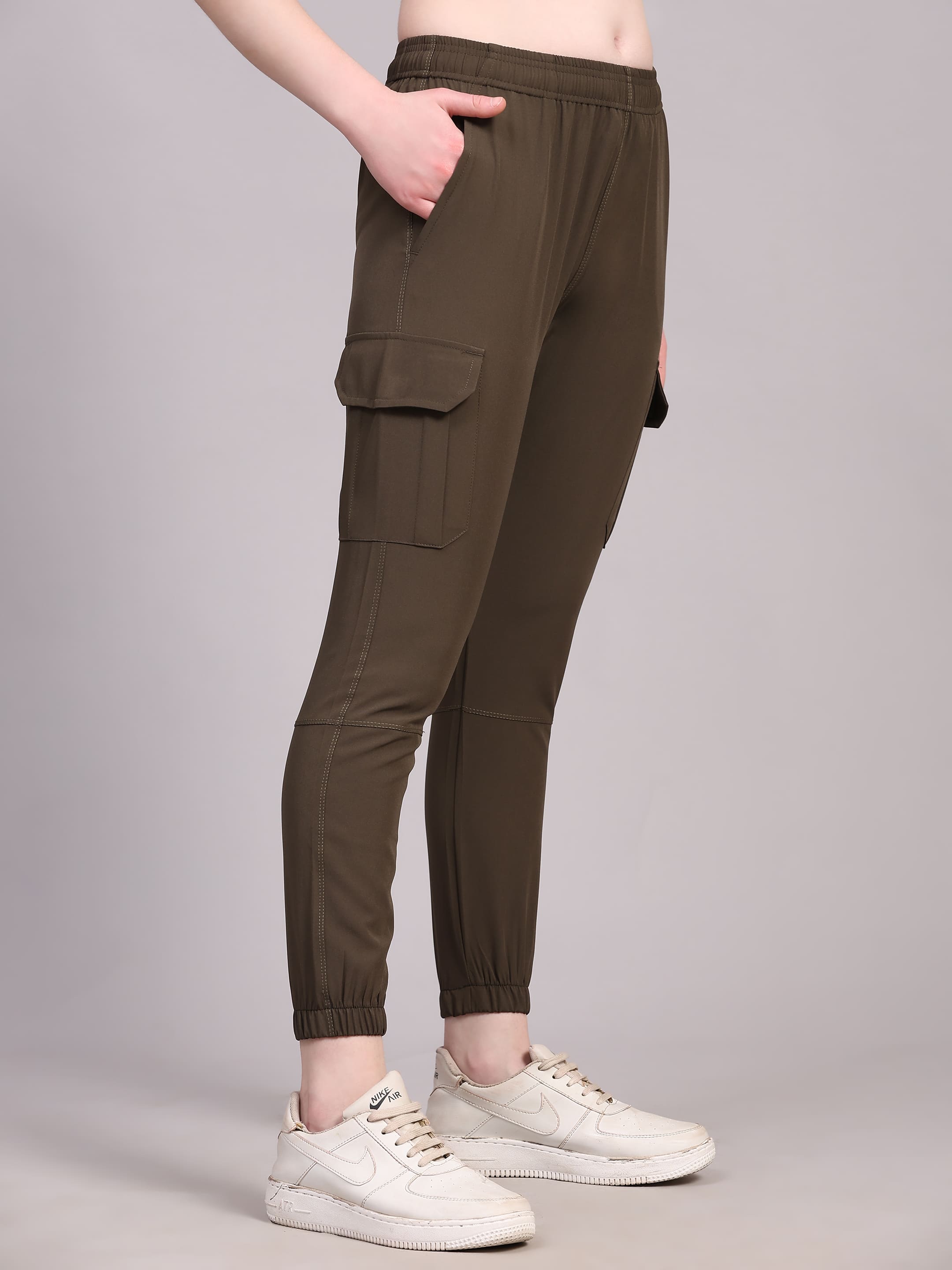 Dpassion Women’s Olive Slim Fit Training Track Pants Activewear - Dpassion