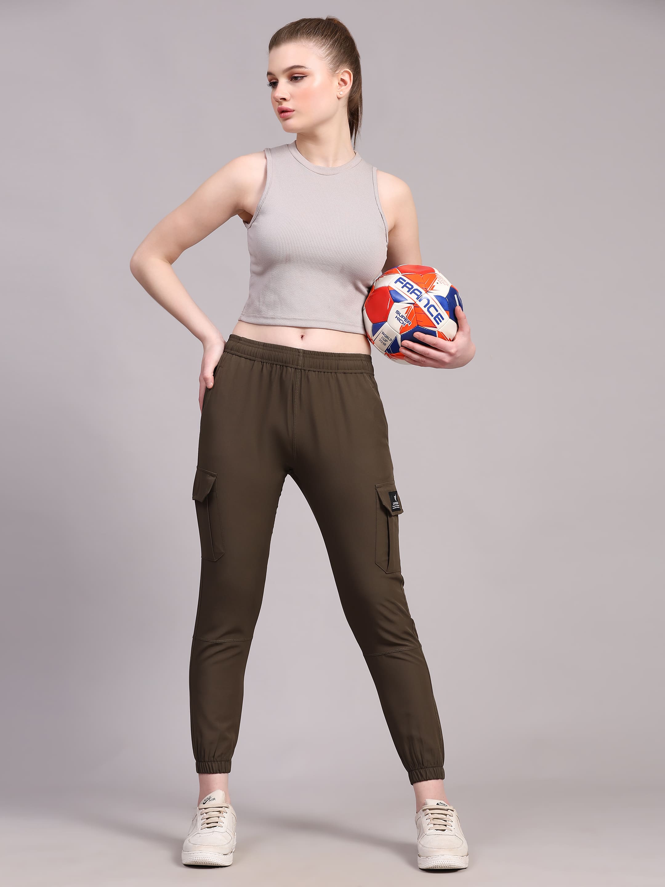 Dpassion Women’s Olive Slim Fit Training Track Pants Activewear - Dpassion