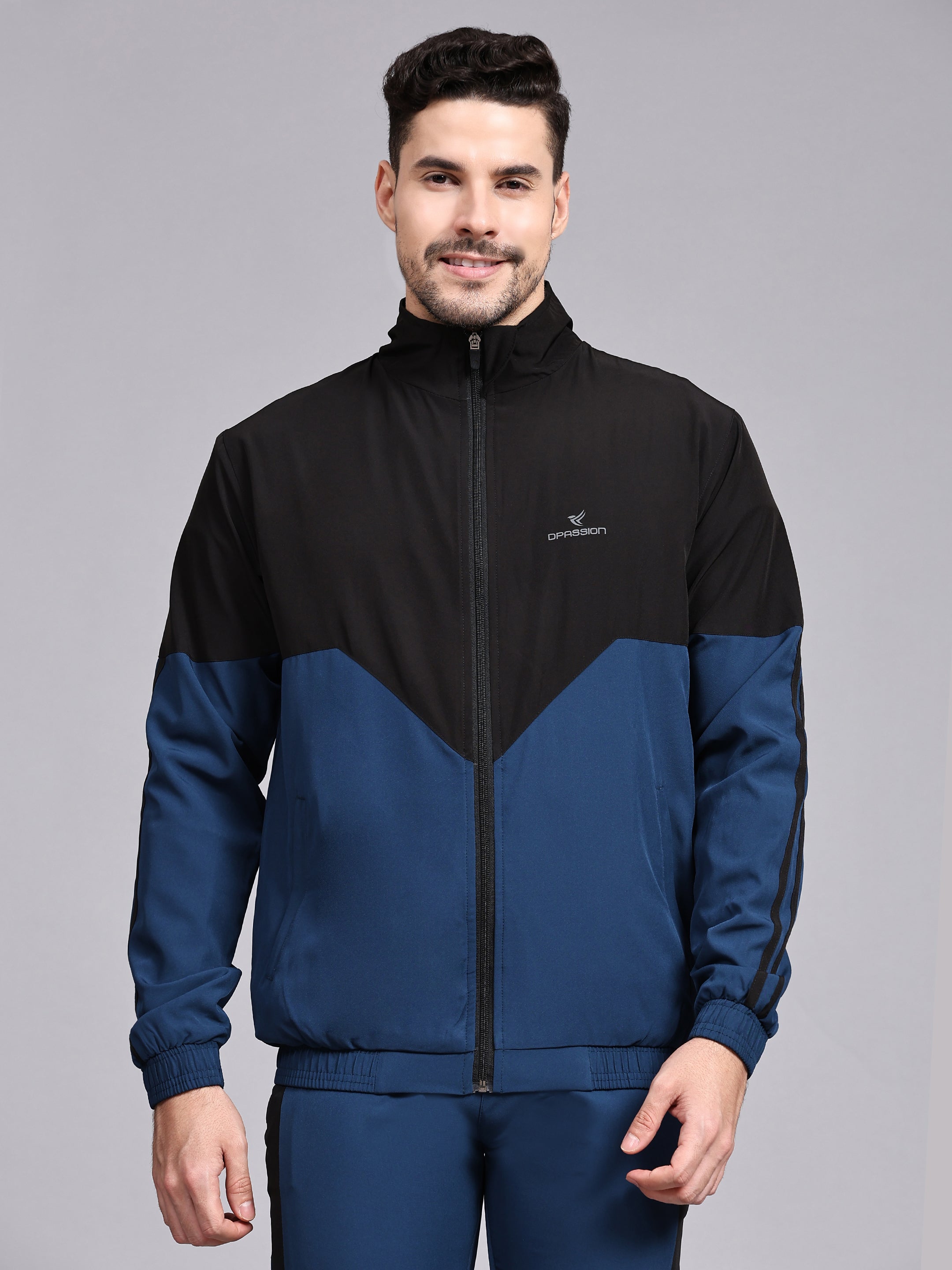 Dpassion Men Dual Tone Training Jacket Black Blue Sportswear - Dpassion