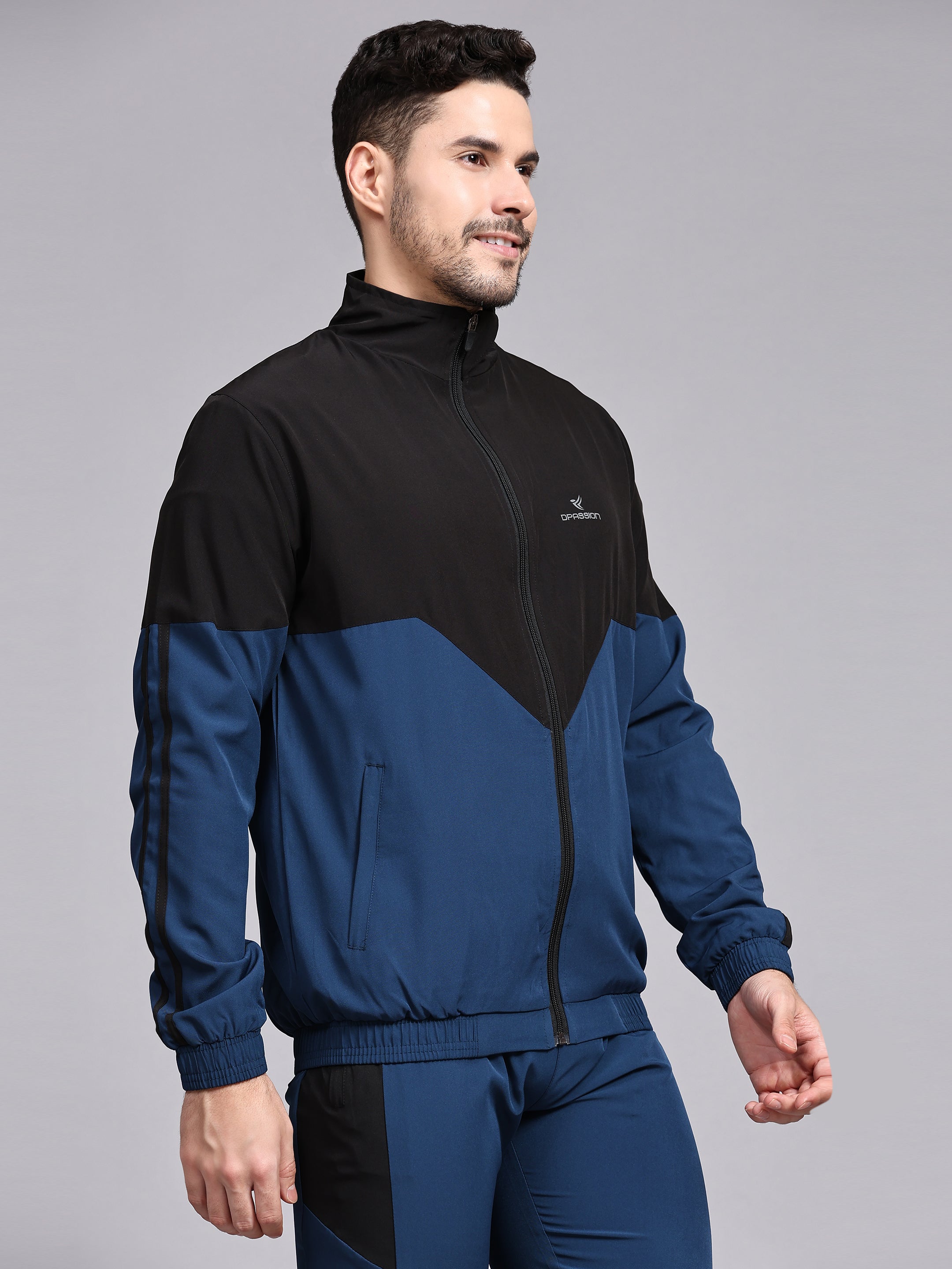 Dpassion Men Dual Tone Training Jacket Black Blue Sportswear - Dpassion