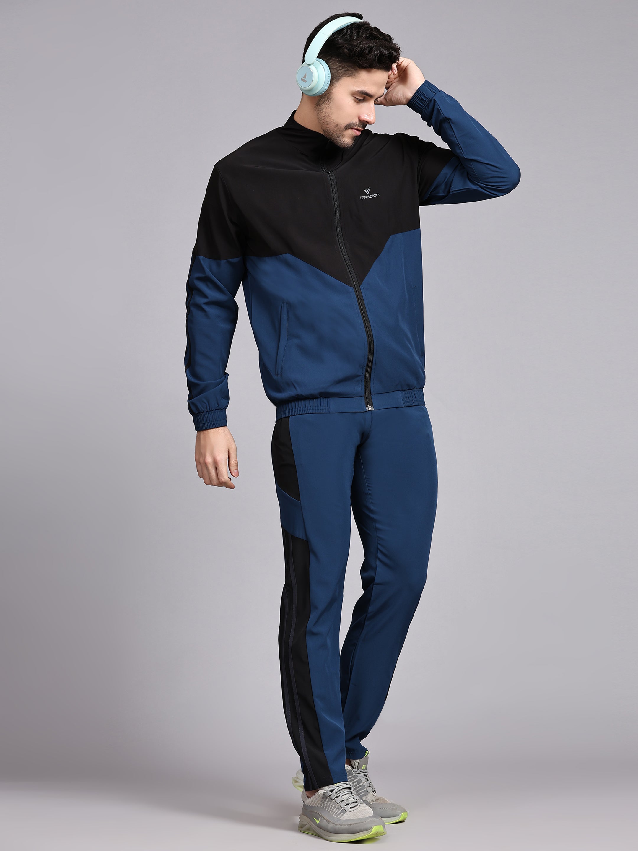Dpassion Men Dual Tone Training Jacket Black Blue Sportswear - Dpassion
