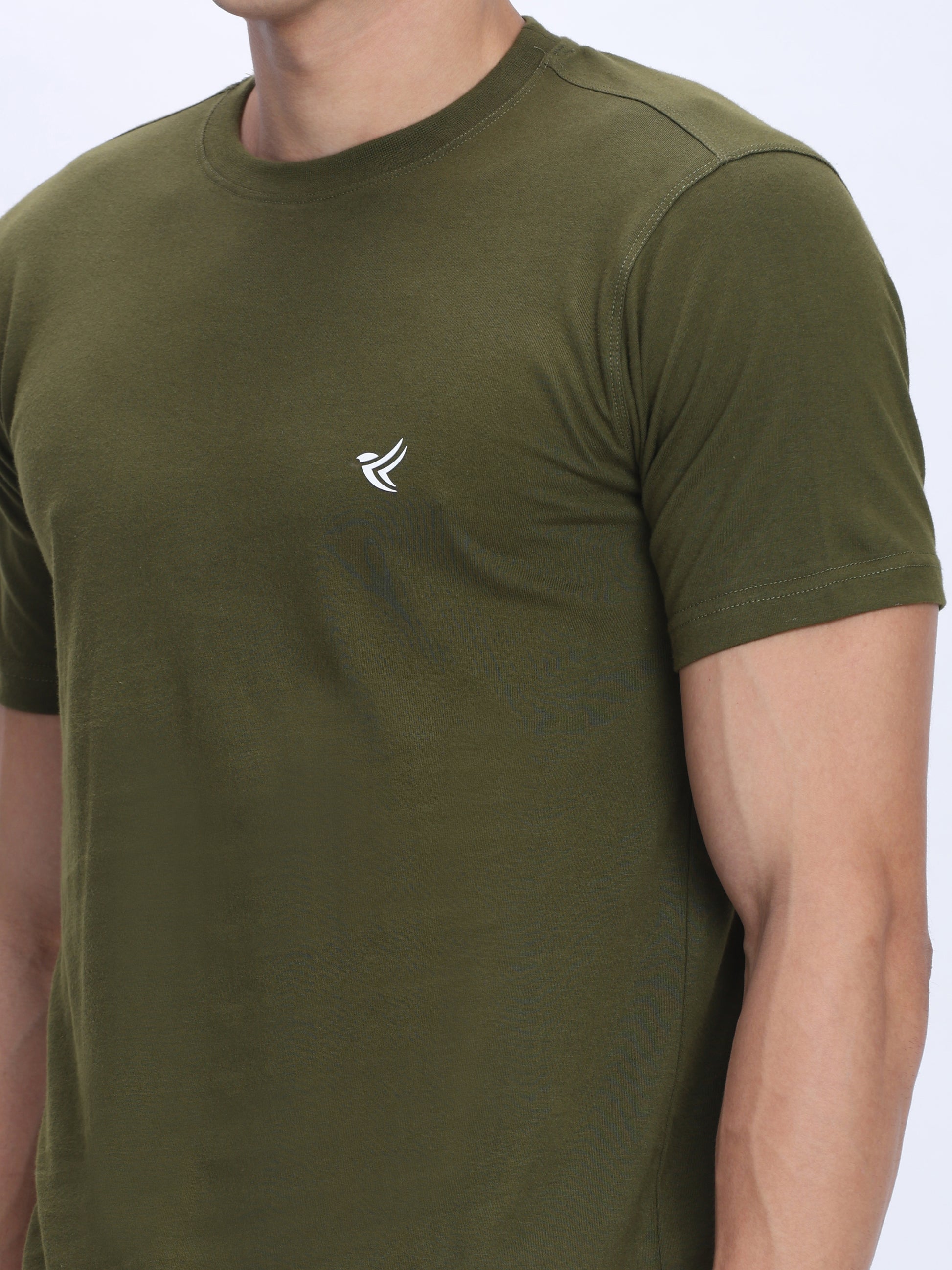 Dpassion Men Olive Green Cotton Active T Shirt Performance Gym Wear - Dpassion