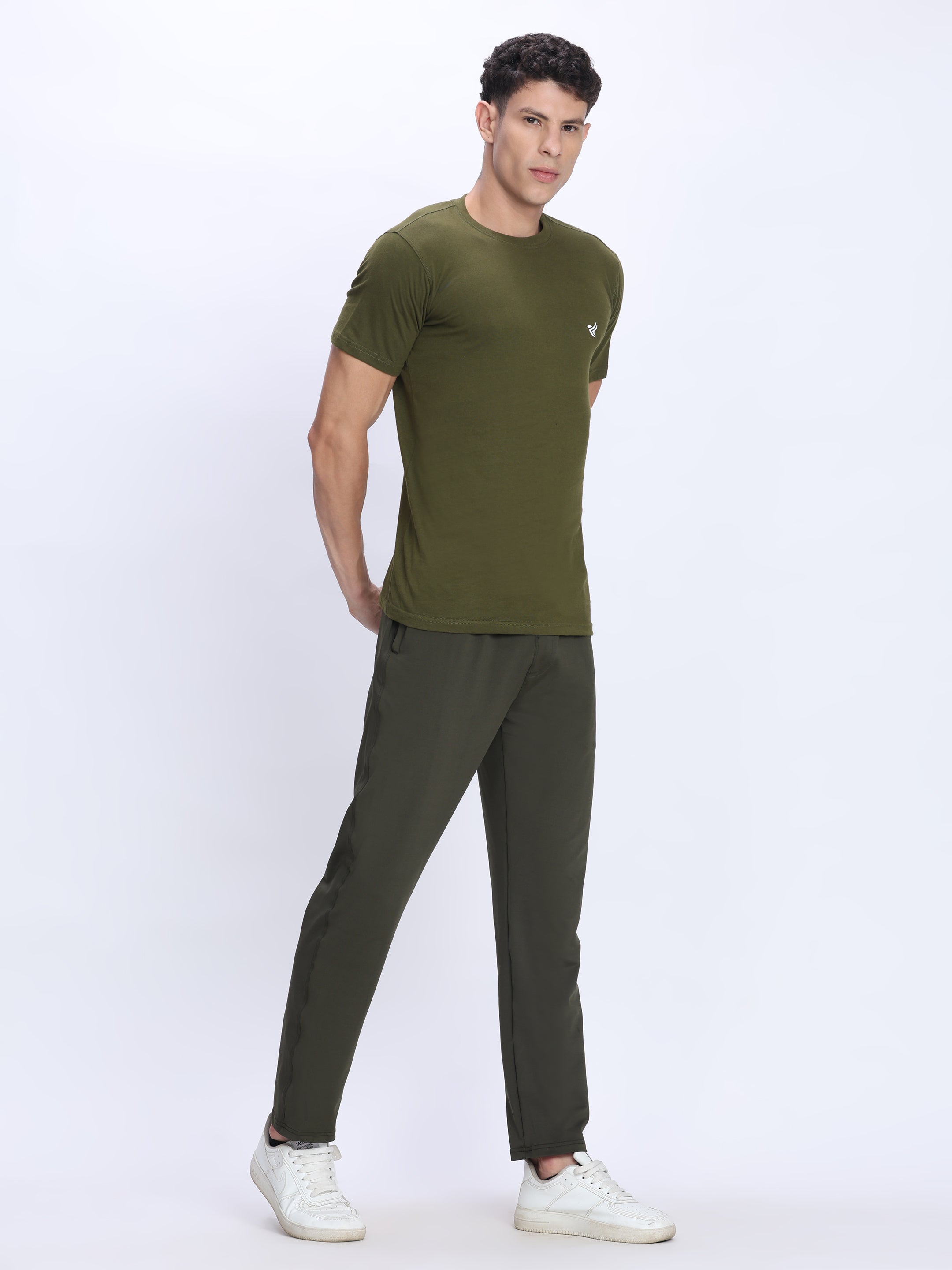 Dpassion Men Olive Green Cotton Active T Shirt Performance Gym Wear - Dpassion