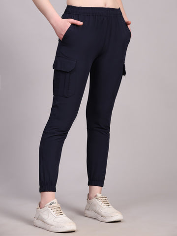 Dpassion Women’s Navy Slim Fit Training Track Pants Activewear - Dpassion