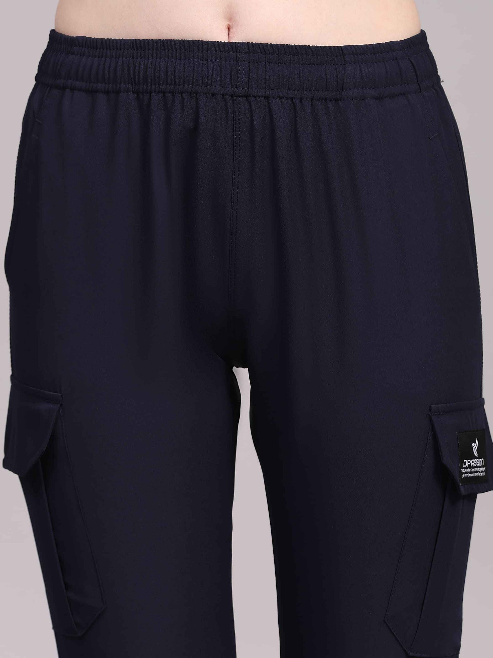 Dpassion Women’s Navy Slim Fit Training Track Pants Activewear