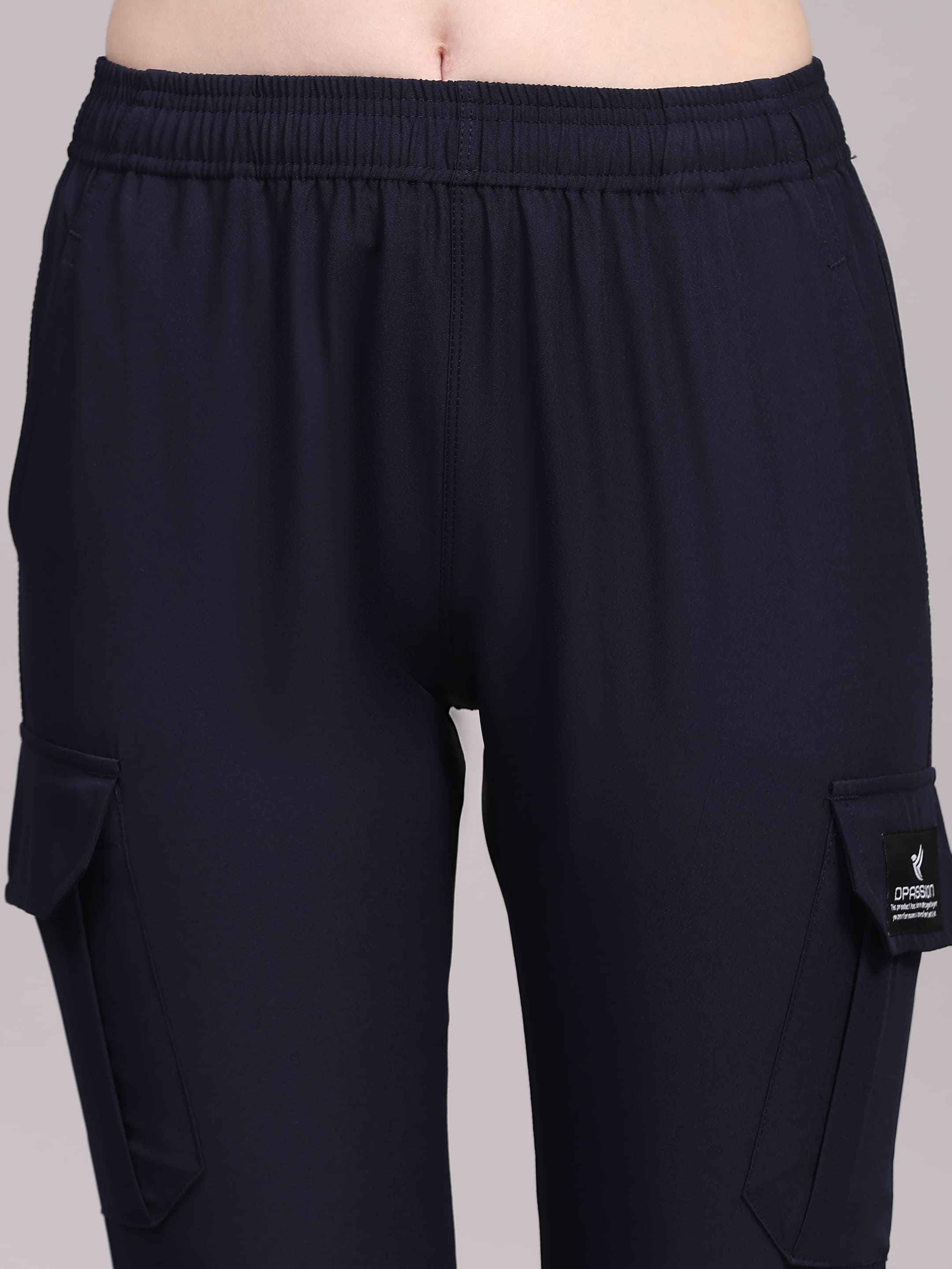 Dpassion Women’s Navy Slim Fit Training Track Pants Activewear
