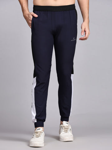 Dpassion Men Navy Slim Fit Joggers Cuffed Gym Track Pants Activewear - Dpassion