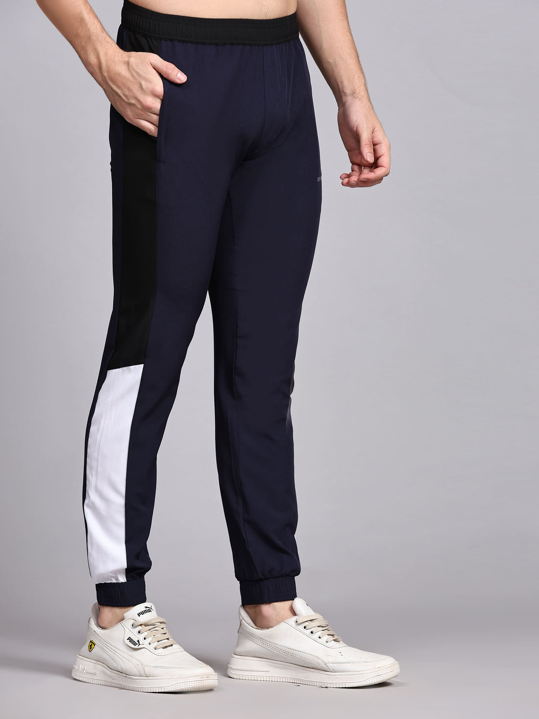Dpassion Men Navy Slim Fit Joggers Cuffed Gym Track Pants Activewear - Dpassion