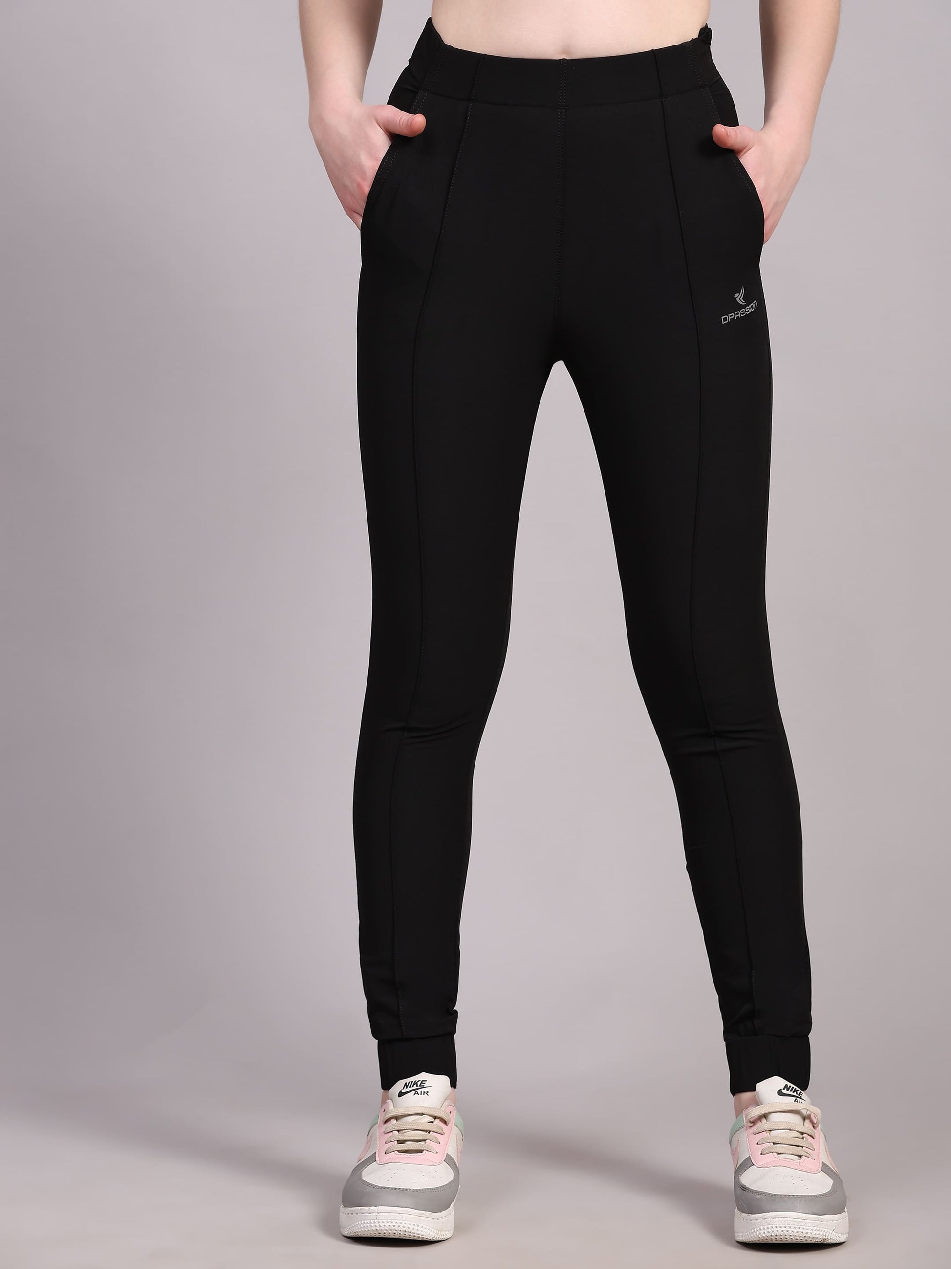 Dpassion Women Black Sculpt Fit Performance Jogger Pants - Dpassion