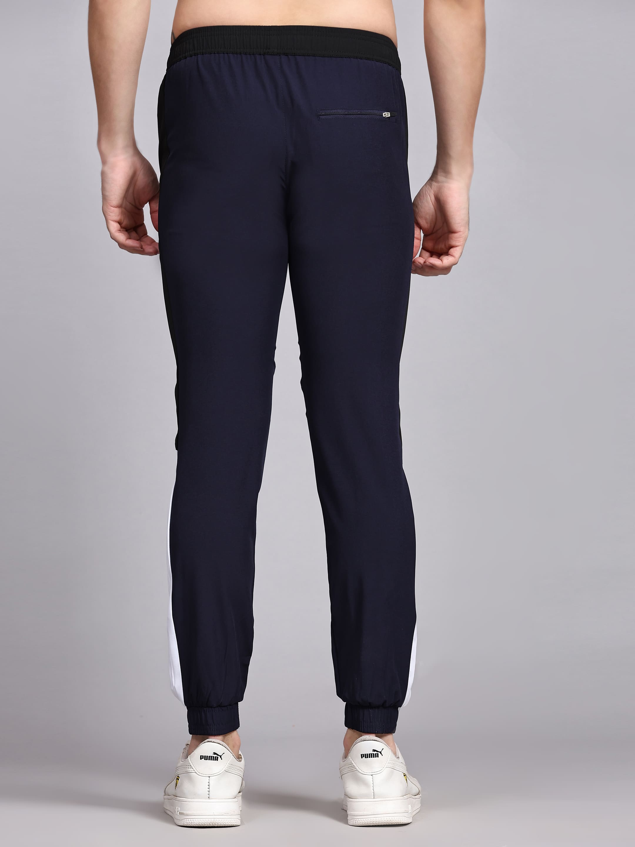 Dpassion Men Navy Slim Fit Joggers Cuffed Gym Track Pants Activewear - Dpassion