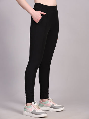 Dpassion Women Black Sculpt Fit Performance Jogger Pants - Dpassion