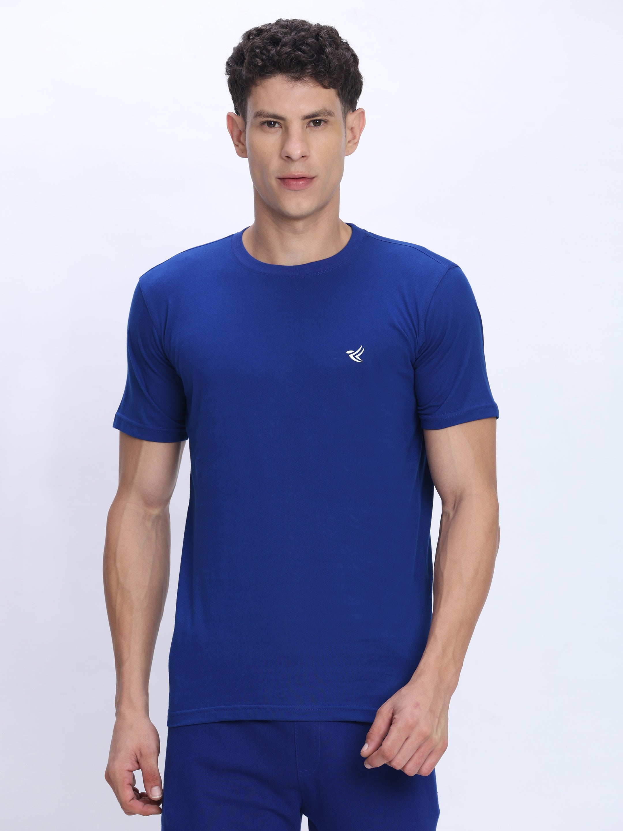 Dpassion Men Royal Blue Cotton Active T Shirt Performance Gym Wear