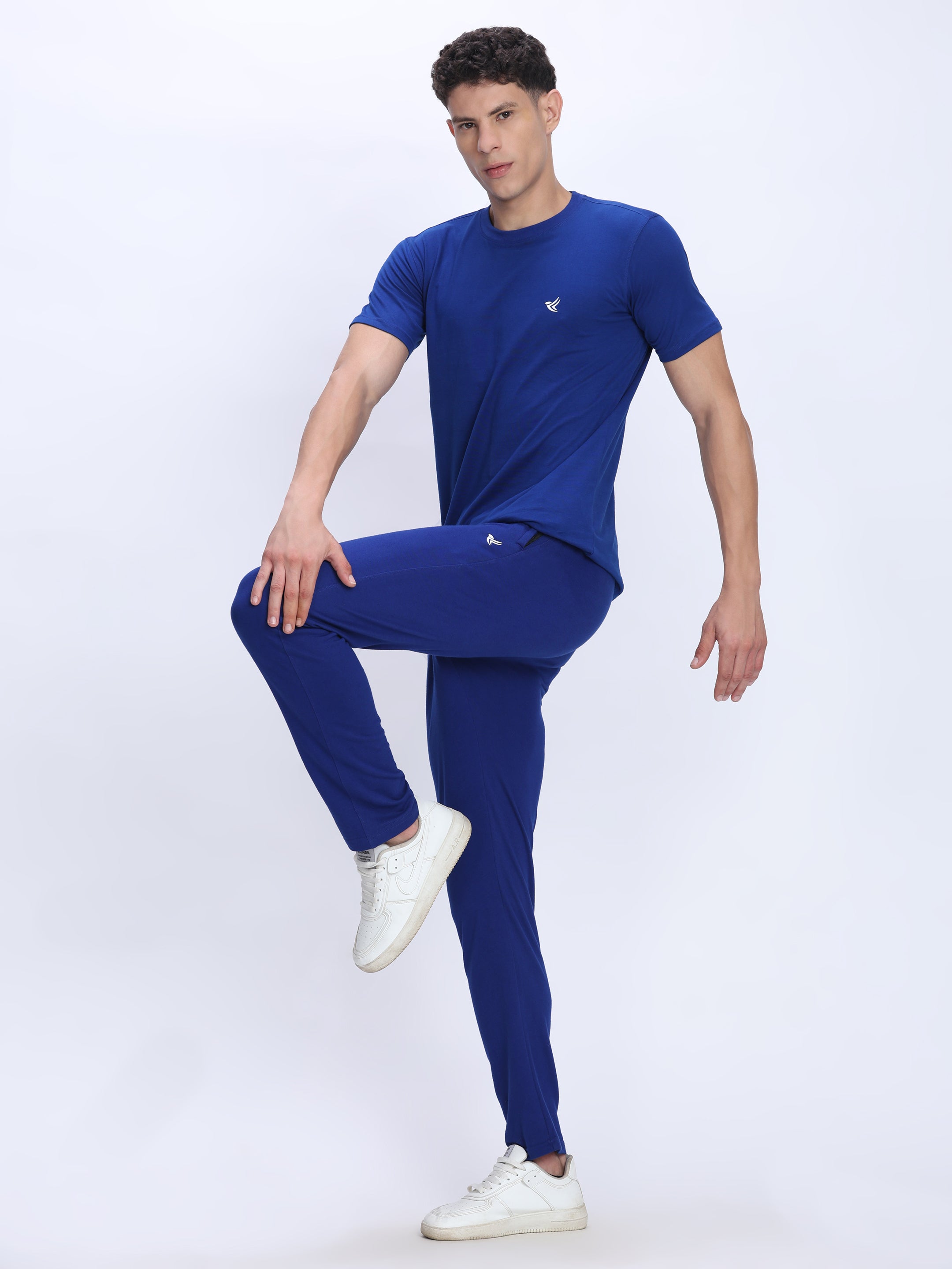 Dpassion Men Royal Blue Cotton Active T Shirt Performance Gym Wear