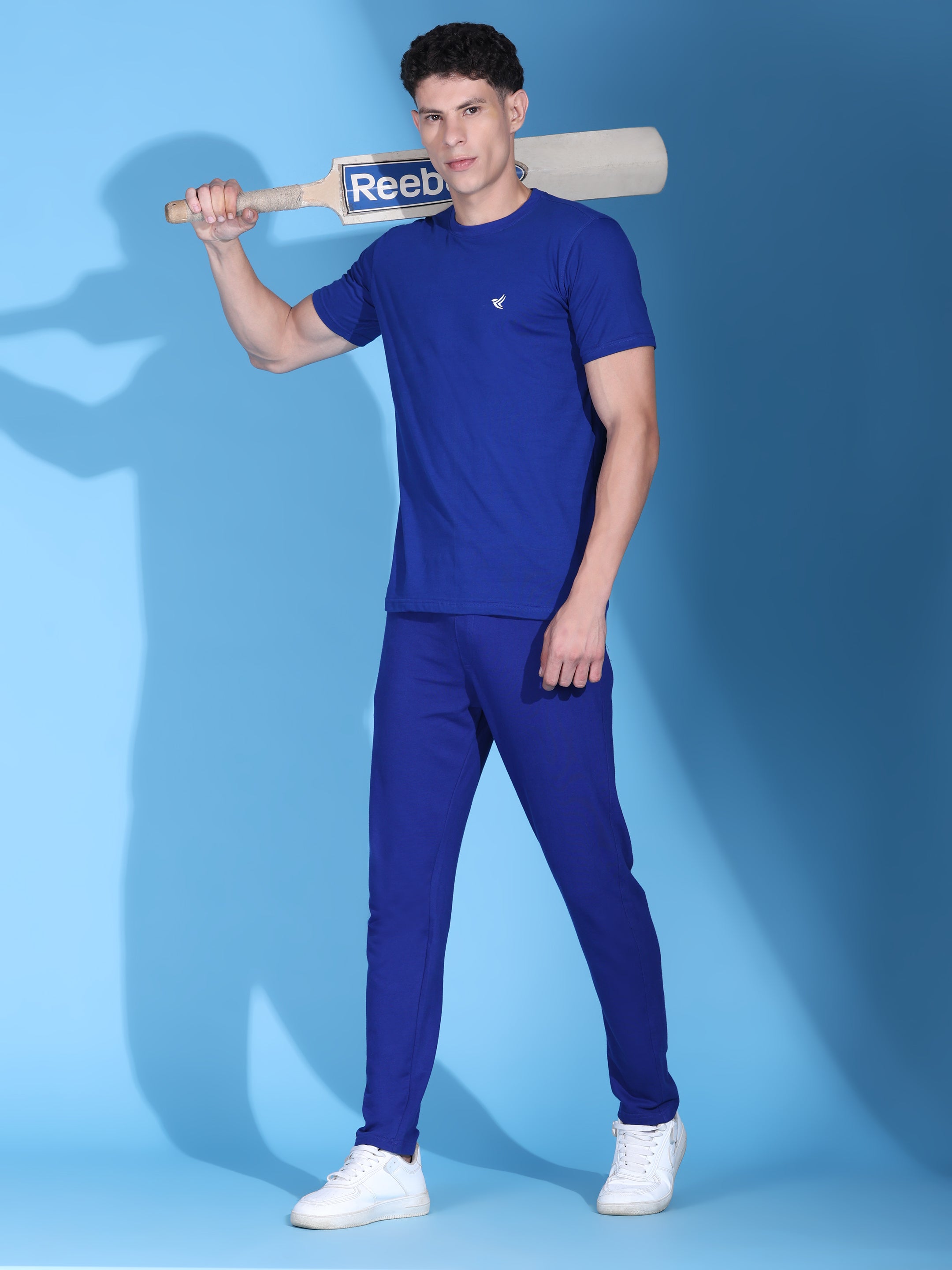 Dpassion Men Royal Blue Cotton Active T Shirt Performance Gym Wear