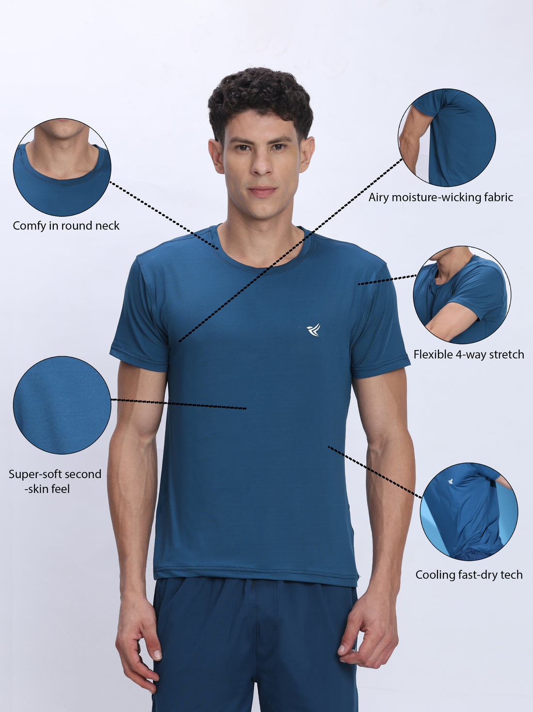 Dpassion Teal Performance T-Shirt Quick Dry Stretch Activewear