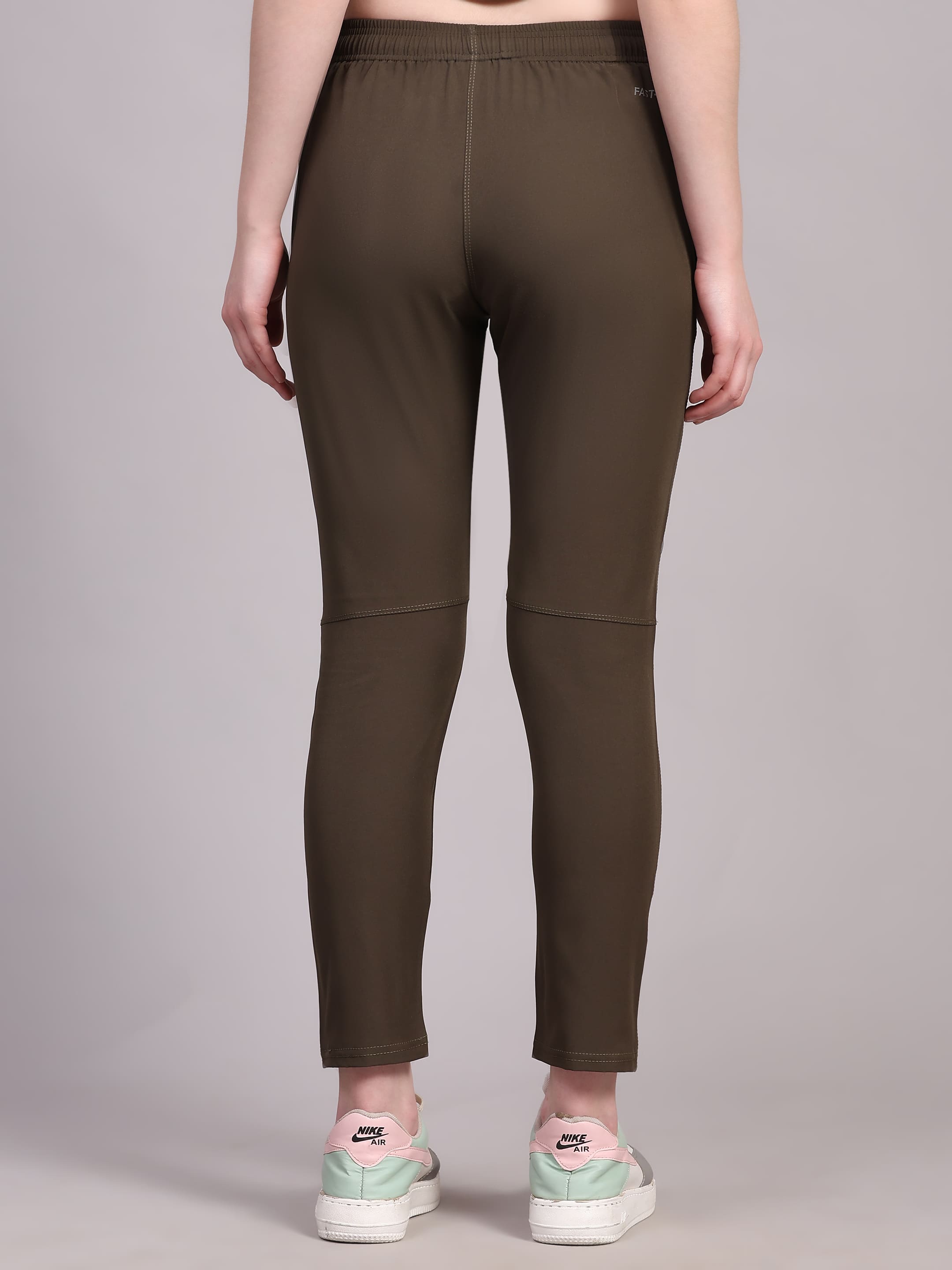 Dpassion Women’s Olive Reflective Panel Training Track Pants – Slim Fit Fast-Dry Activewear - Dpassion