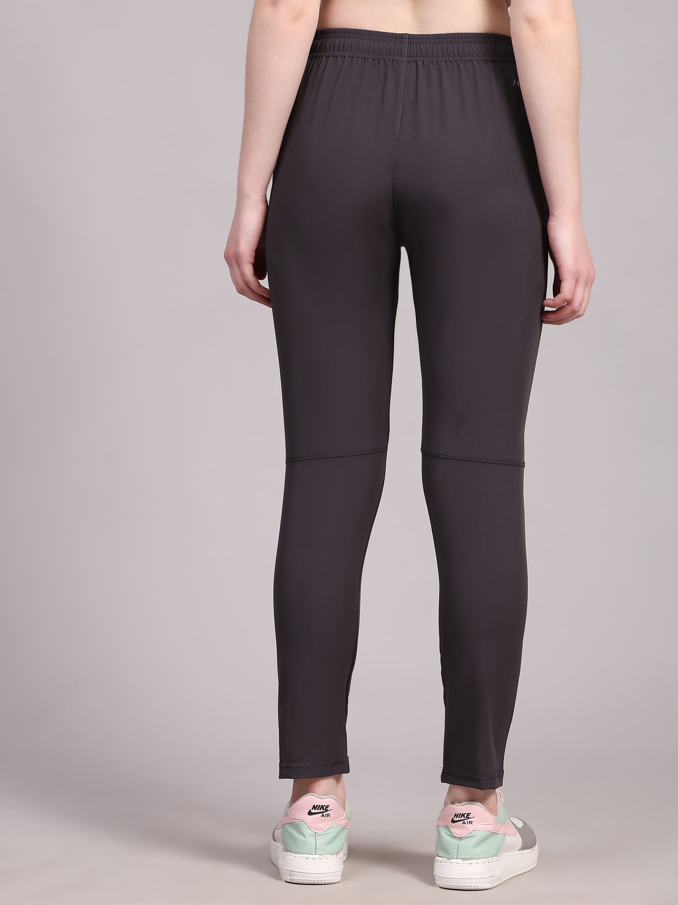 Dpassion Women Charcoal Performance Track Pants with Reflective Detail - Dpassion