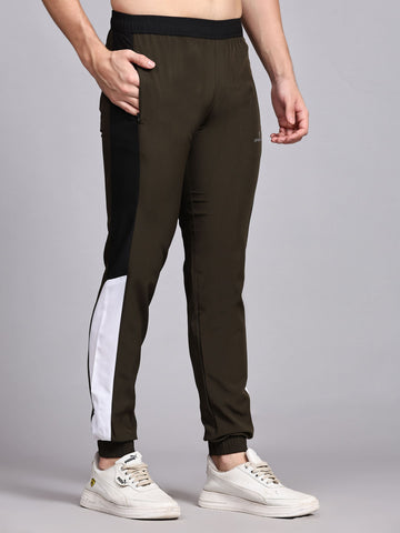 Dpassion Men Olive Slim Fit Joggers Cuffed Gym Track Pants Activewear - Dpassion