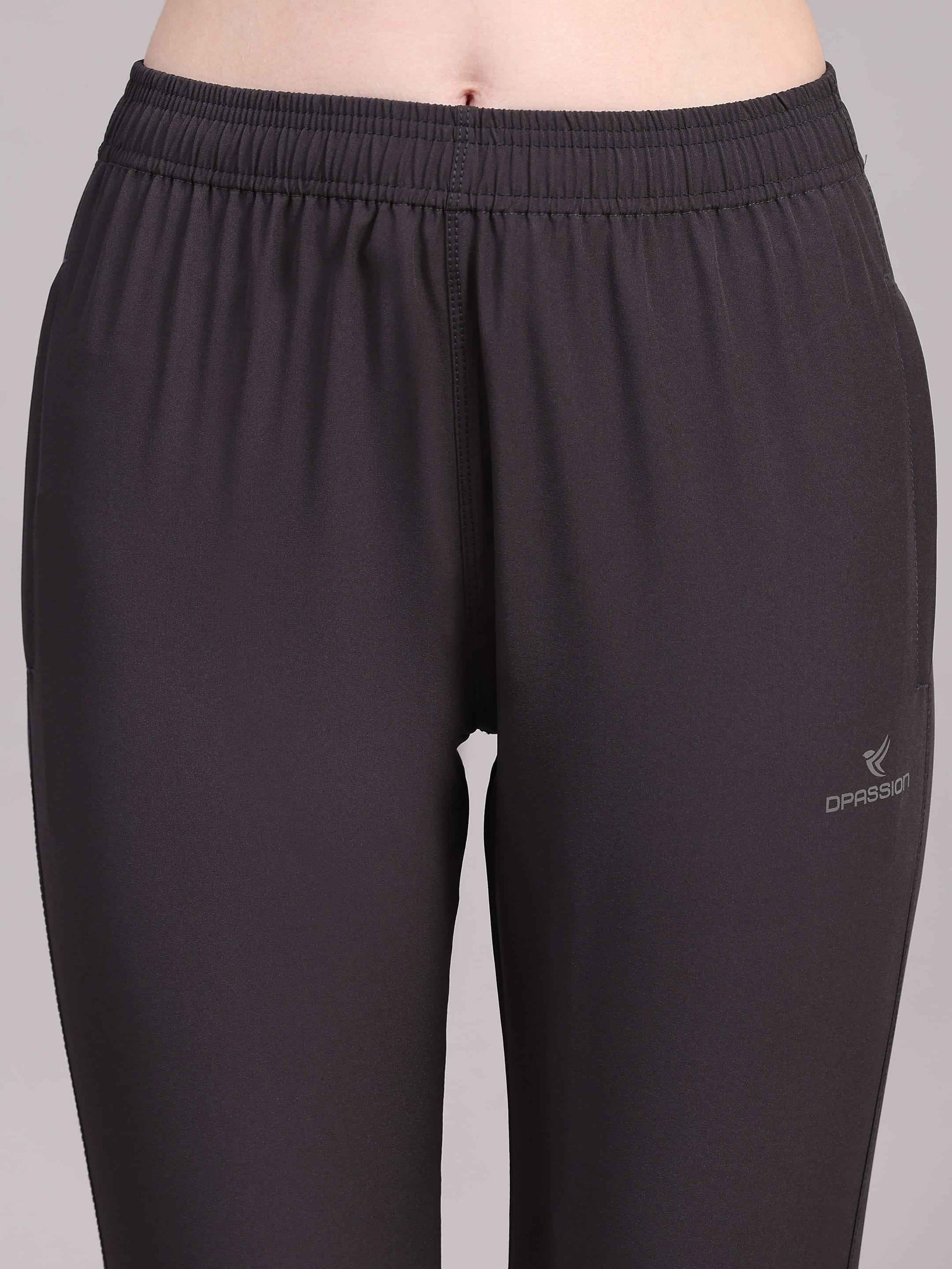 Dpassion Women Charcoal Performance Track Pants with Reflective Detail