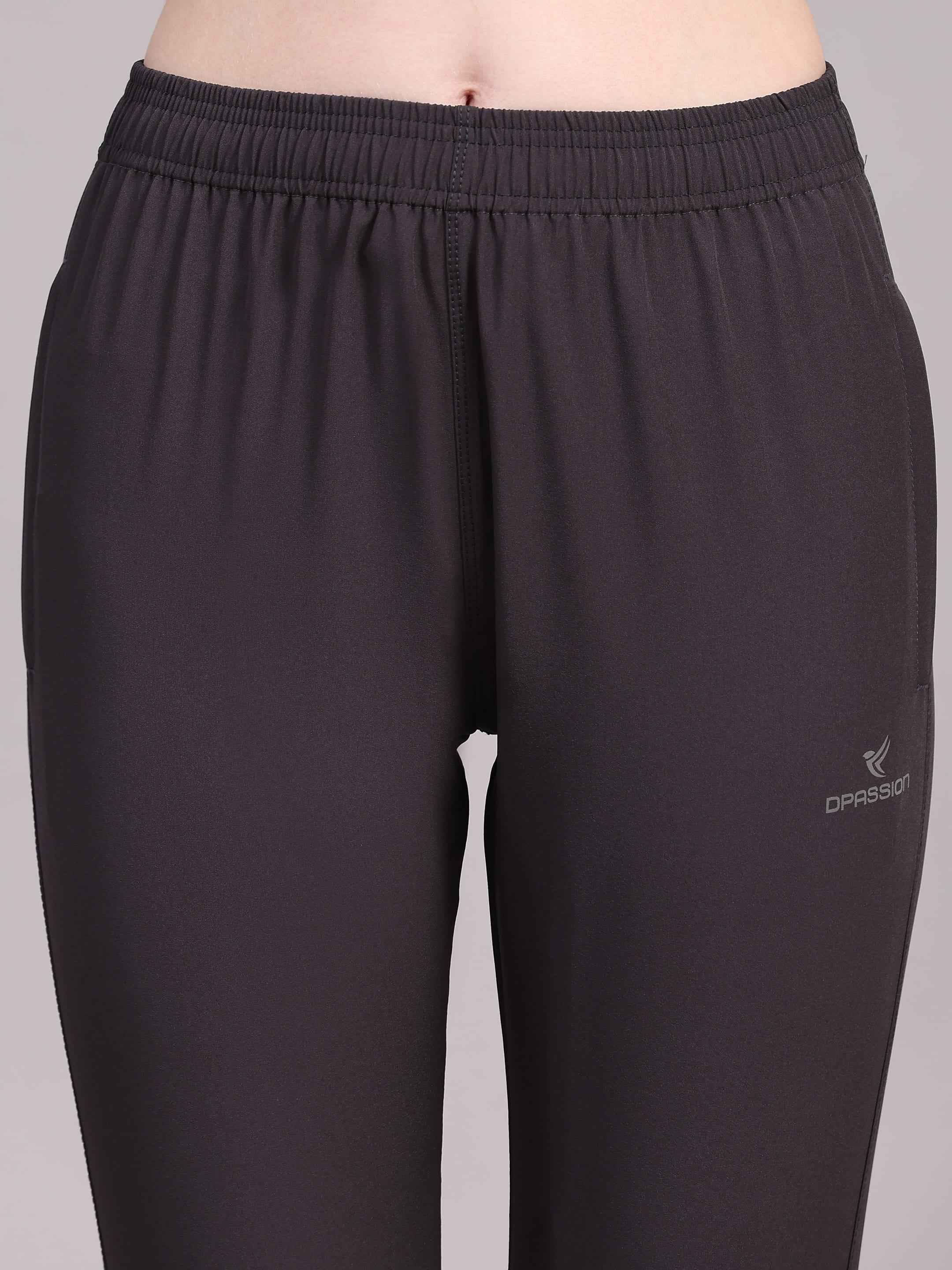 Dpassion Women Charcoal Performance Track Pants with Reflective Detail