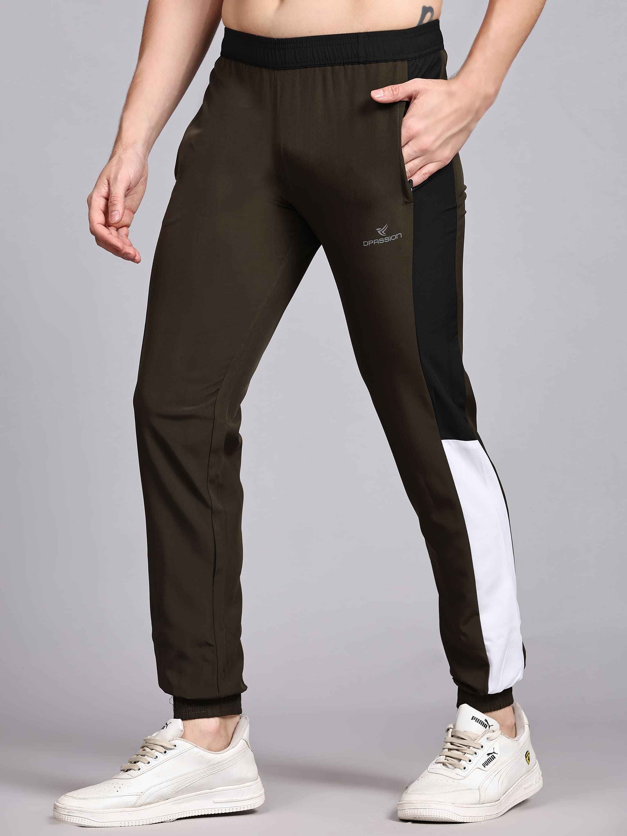 Dpassion Olive Slim Fit Joggers Cuffed Gym Track Pants Activewear