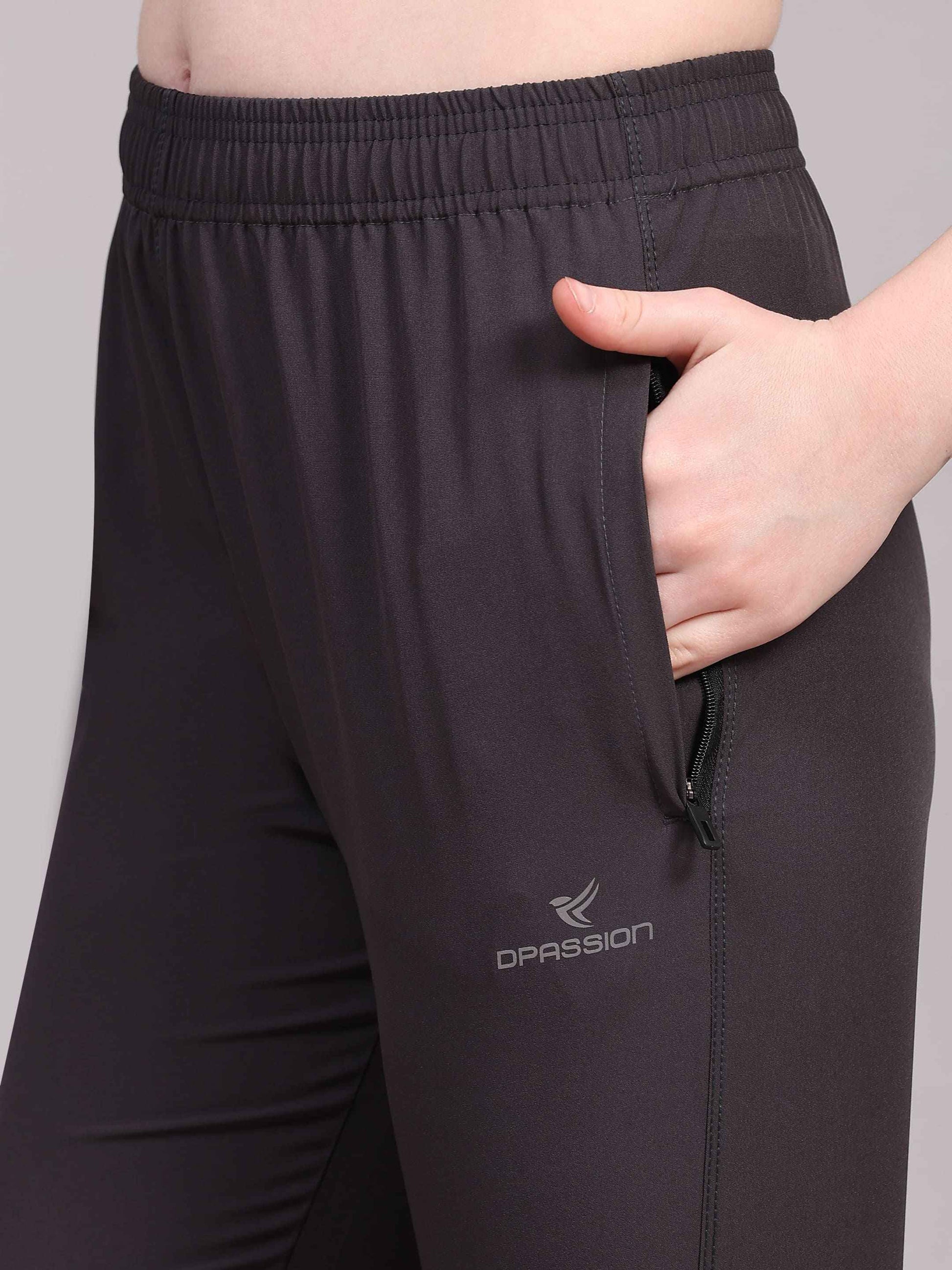 Dpassion Women Charcoal Performance Track Pants with Reflective Detail