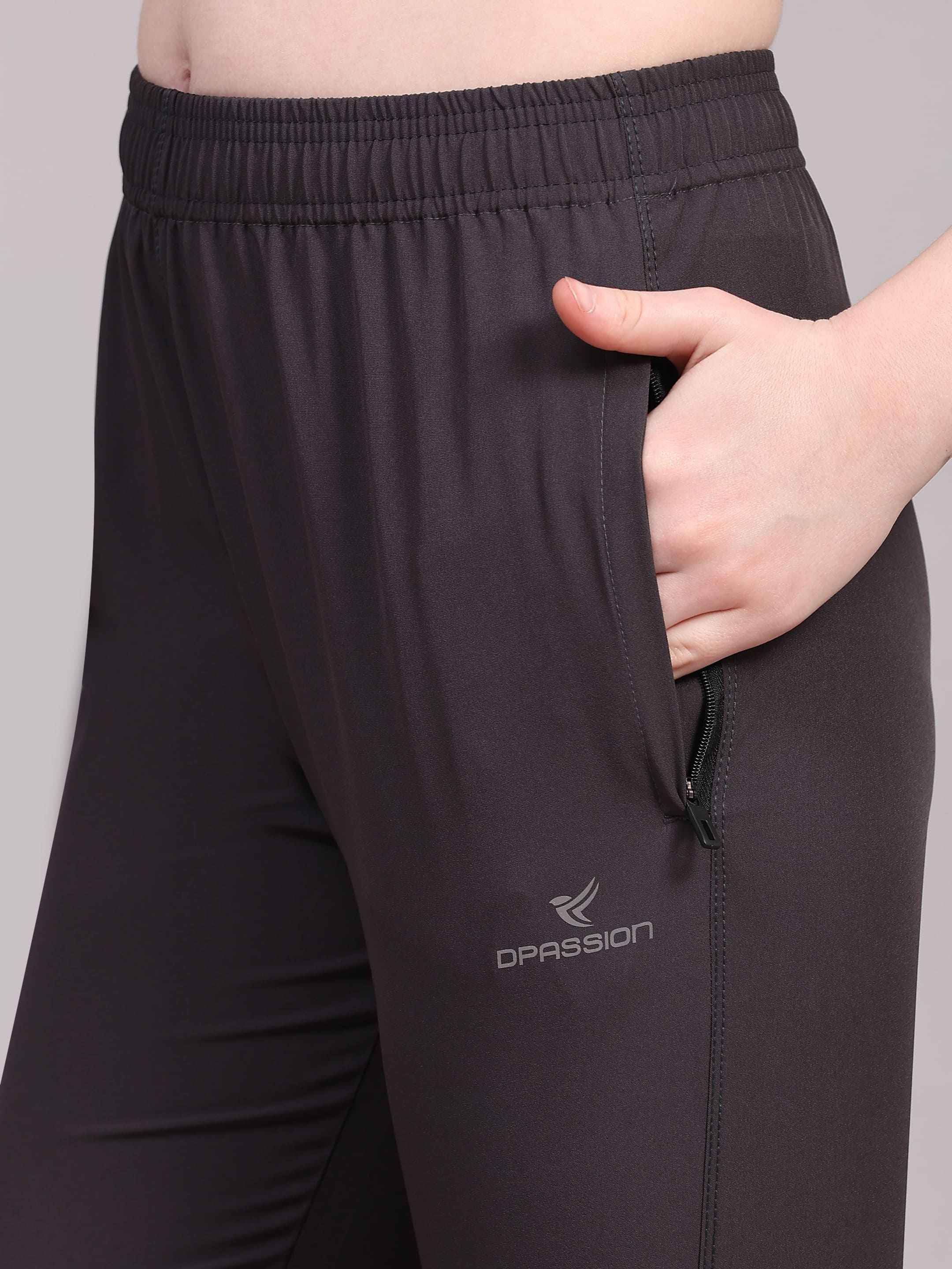 Dpassion Women Charcoal Performance Track Pants with Reflective Detail