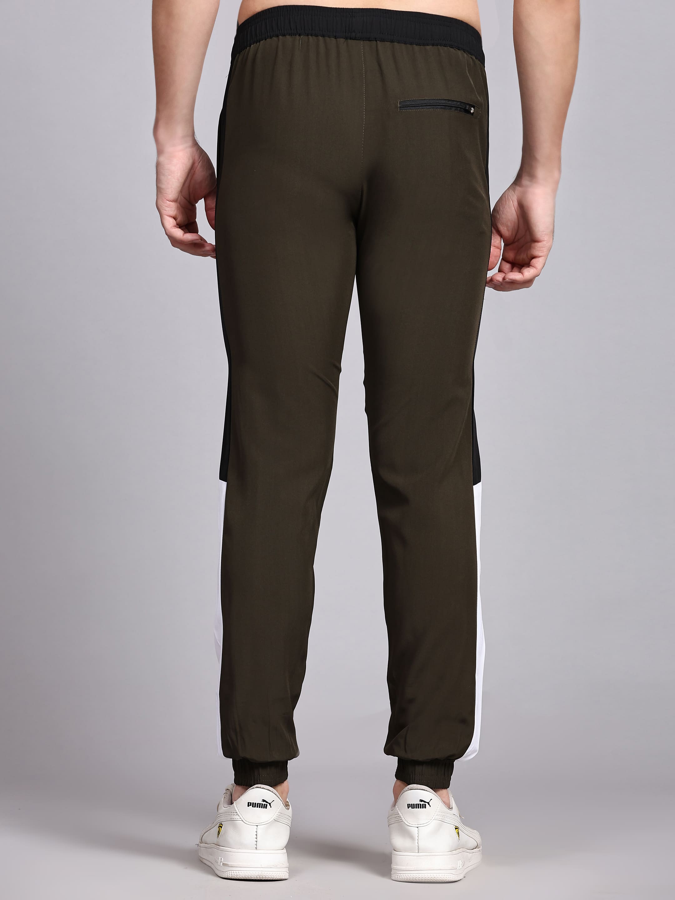 Dpassion Men Olive Slim Fit Joggers Cuffed Gym Track Pants Activewear - Dpassion