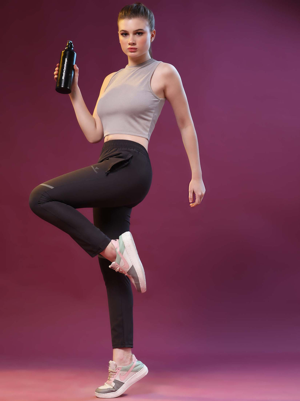 Regular fit sports track pants for women