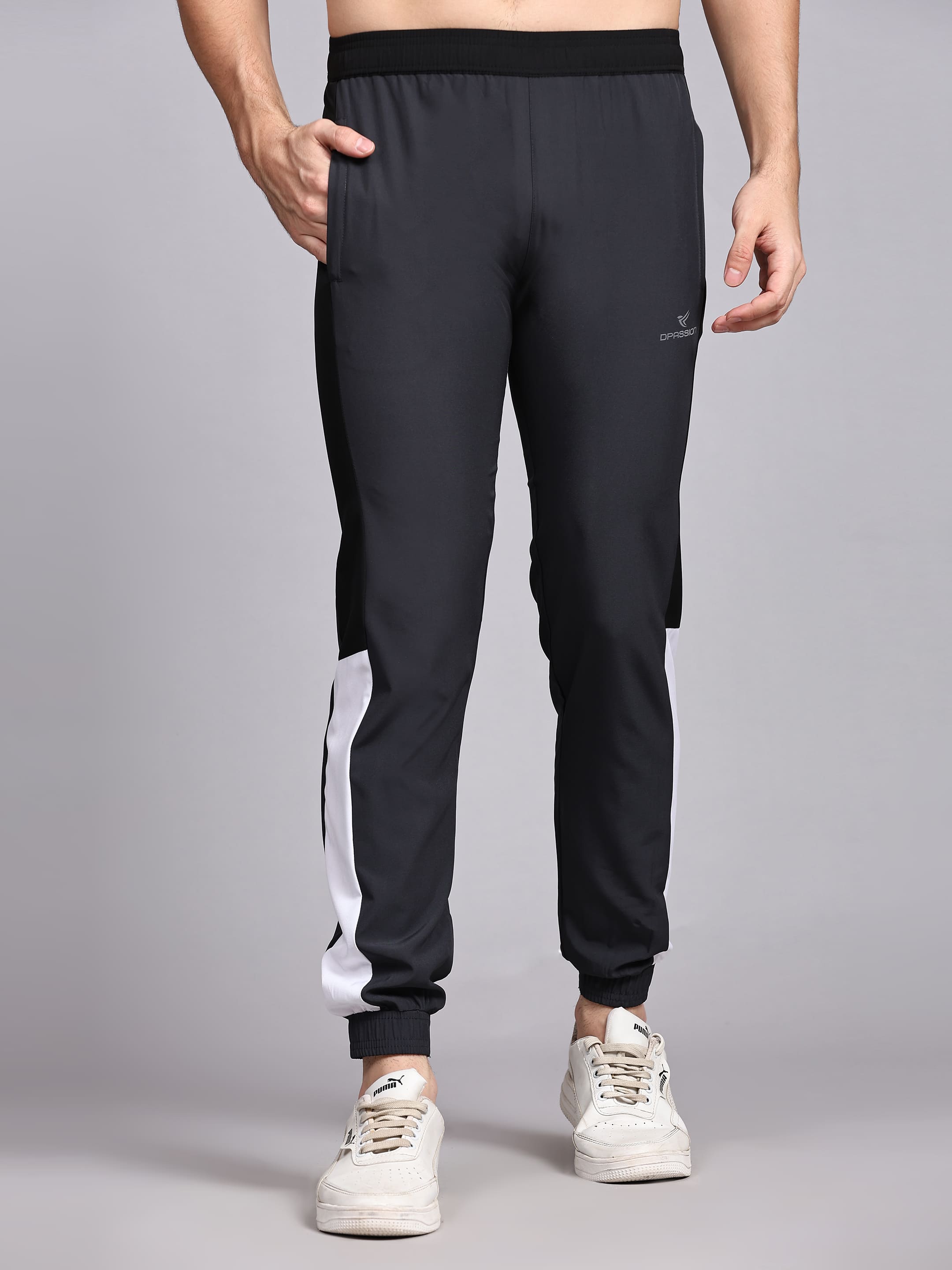 Dpassion Men Charcoal Slim Fit Joggers Track Pants Gym Activewear - Dpassion