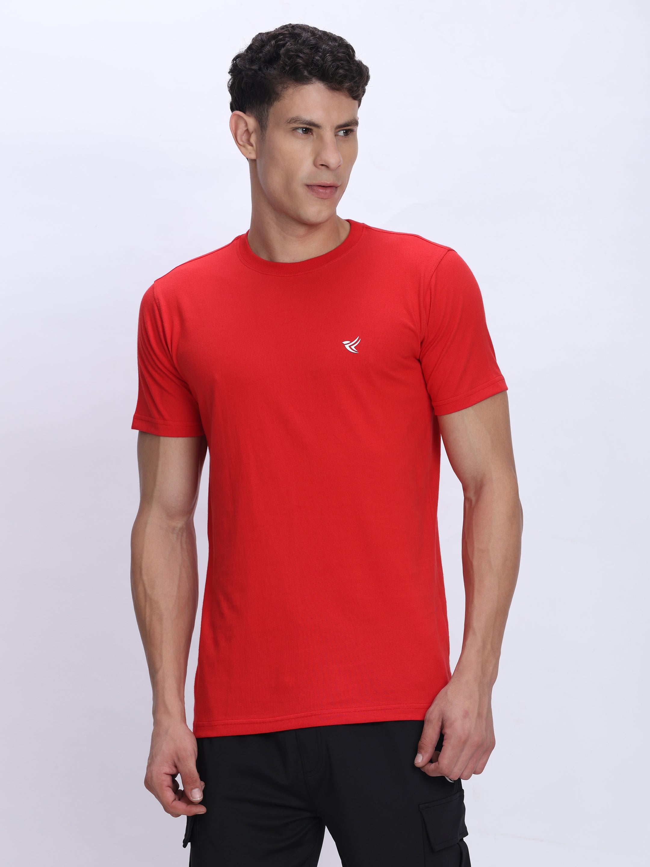 Dpassion Men Red Cotton Active T Shirt Performance Gym Wear - Dpassion