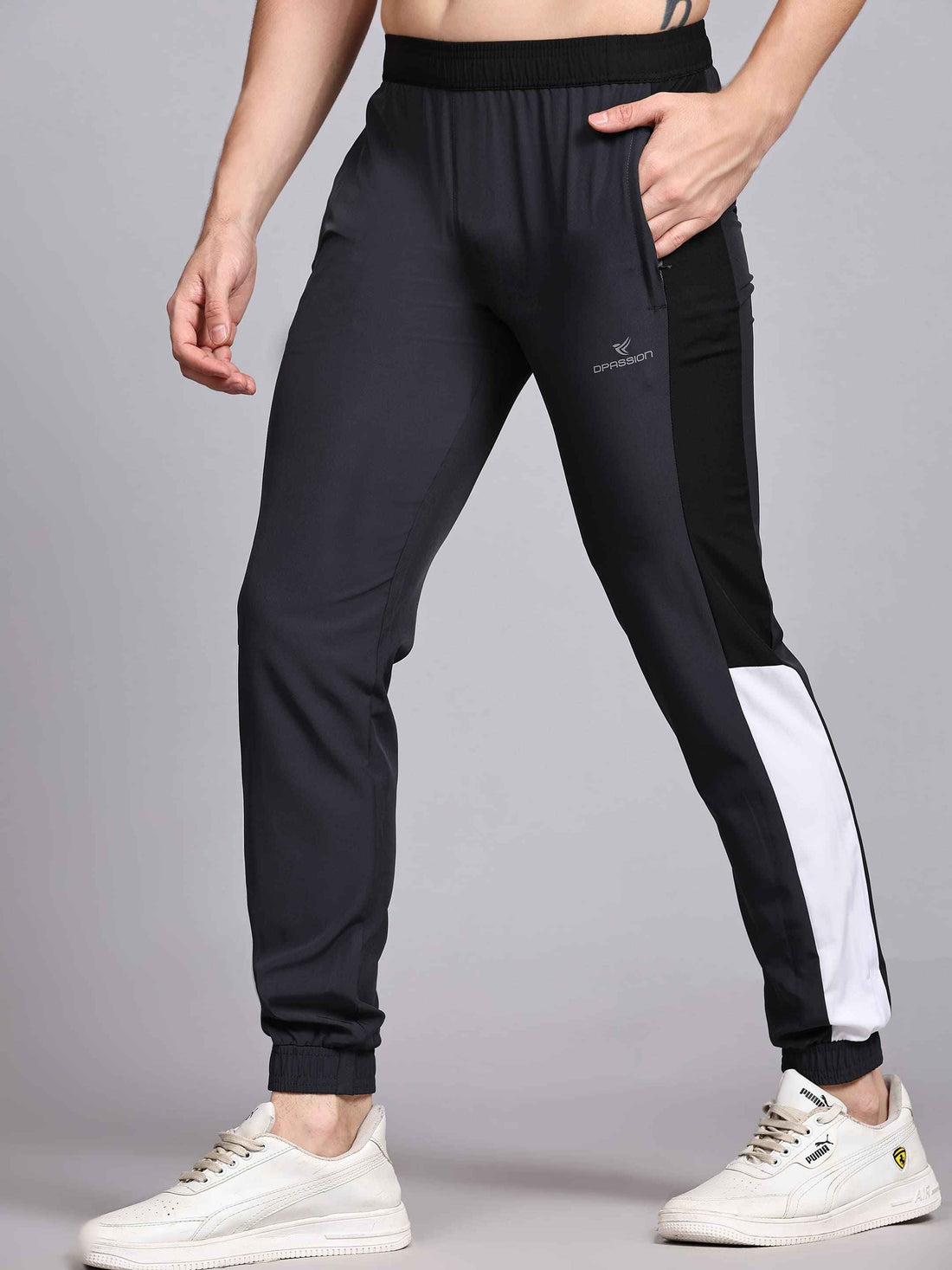 Dpassion Men Charcoal Slim Fit Joggers Track Pants Gym Activewear - Dpassion