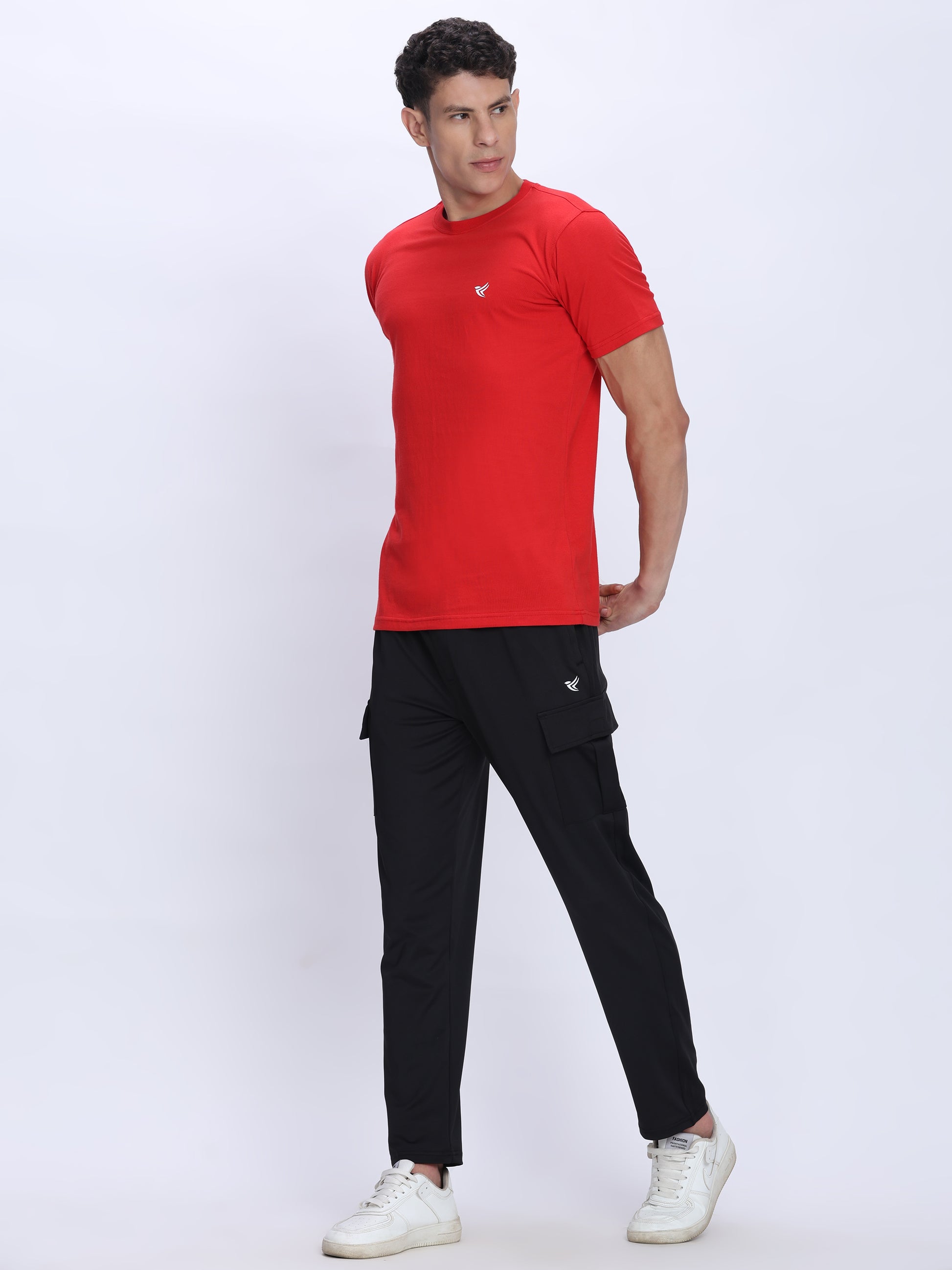 Dpassion Men Red Cotton Active T Shirt Performance Gym Wear - Dpassion
