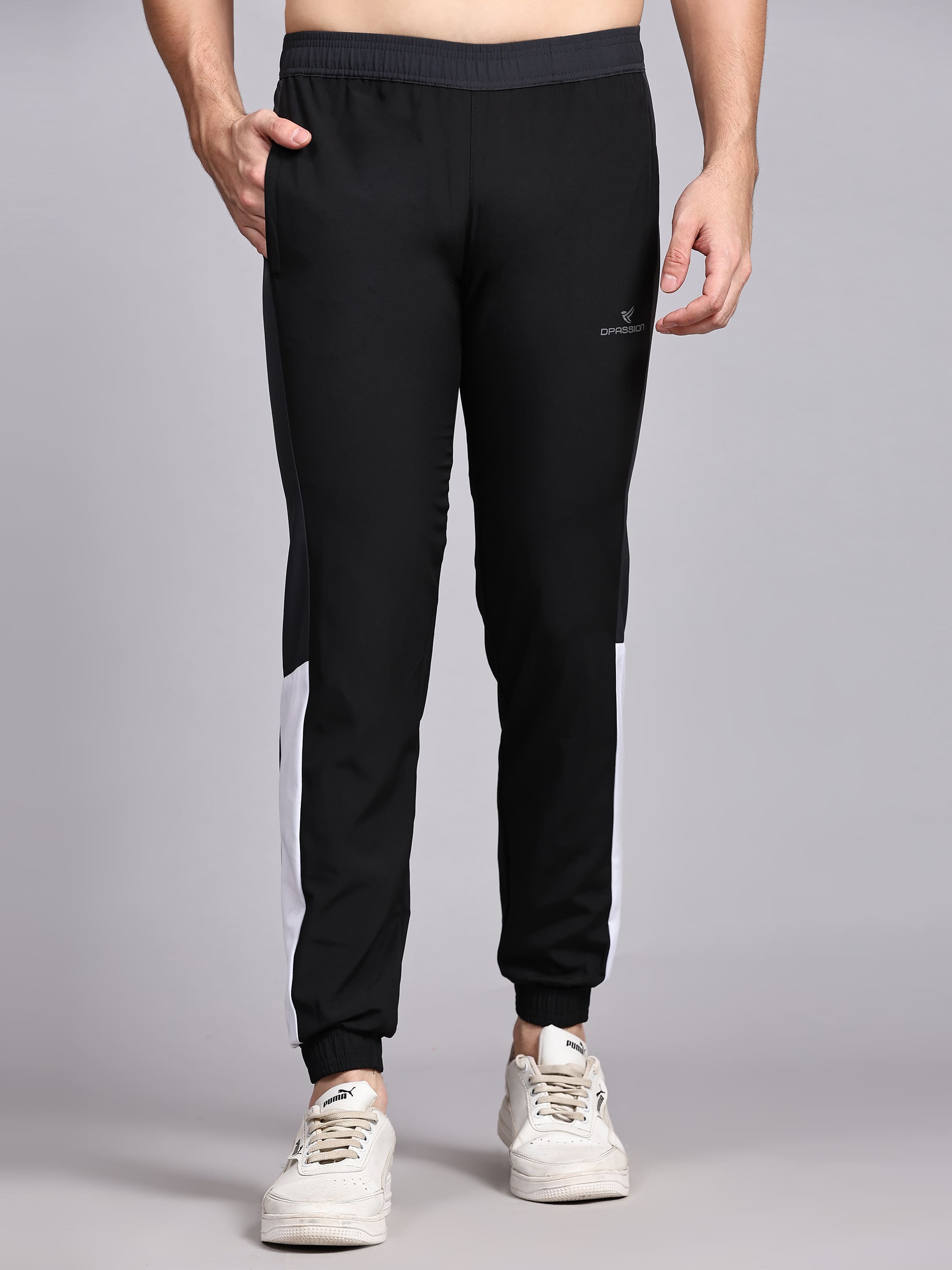 Dpassion Men Black Slim Fit Joggers Track Pants Gym Activewear - Dpassion