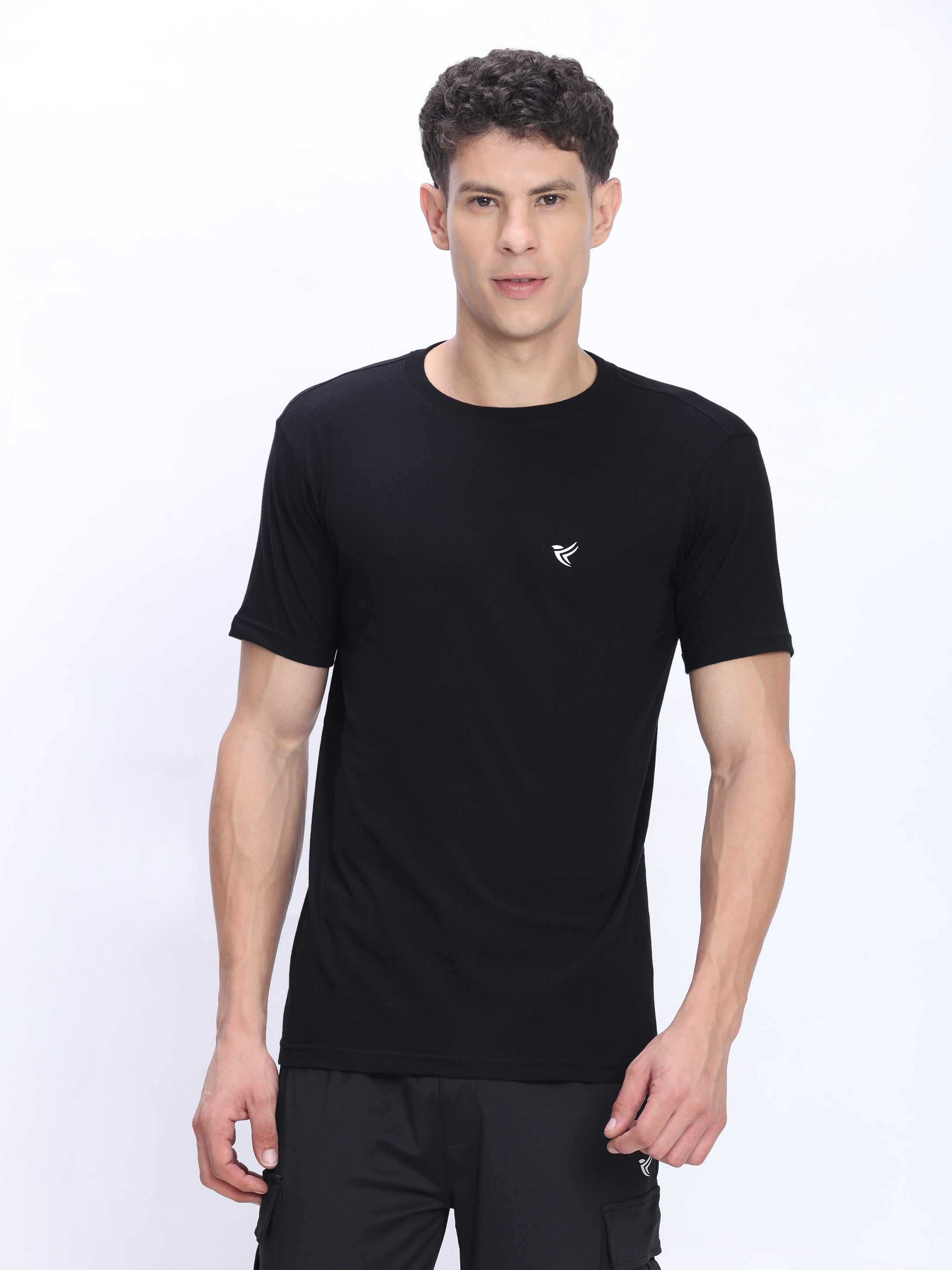 Dpassion Black Cotton Crew Neck T-Shirt Premium Everyday Activewear - Dpassion