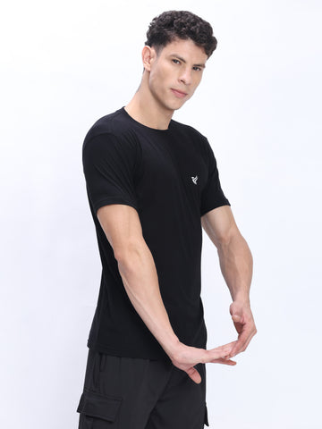 Dpassion Black Cotton Crew Neck T-Shirt Premium Everyday Activewear - Dpassion