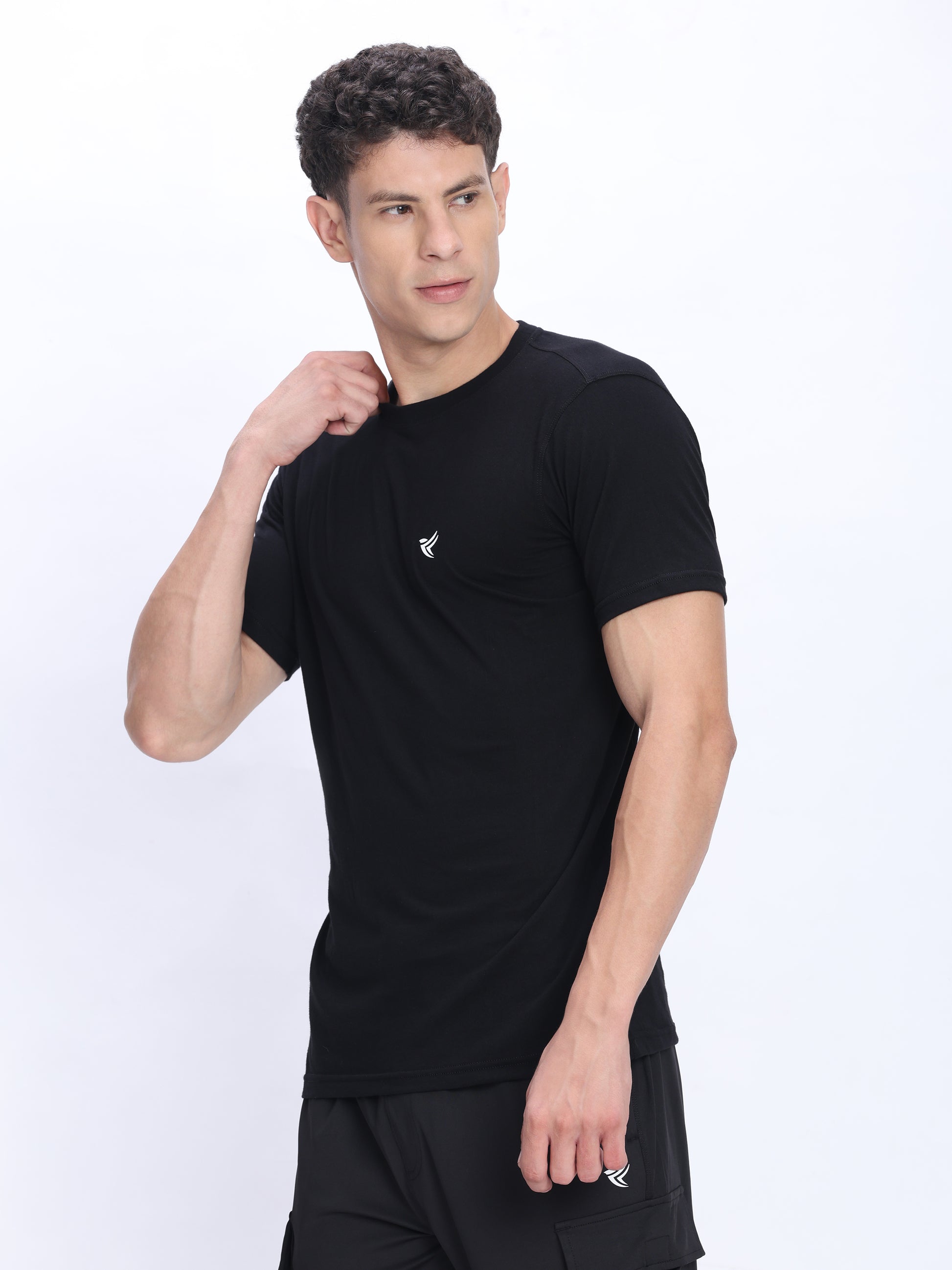 Dpassion Black Cotton Crew Neck T-Shirt Premium Everyday Activewear - Dpassion
