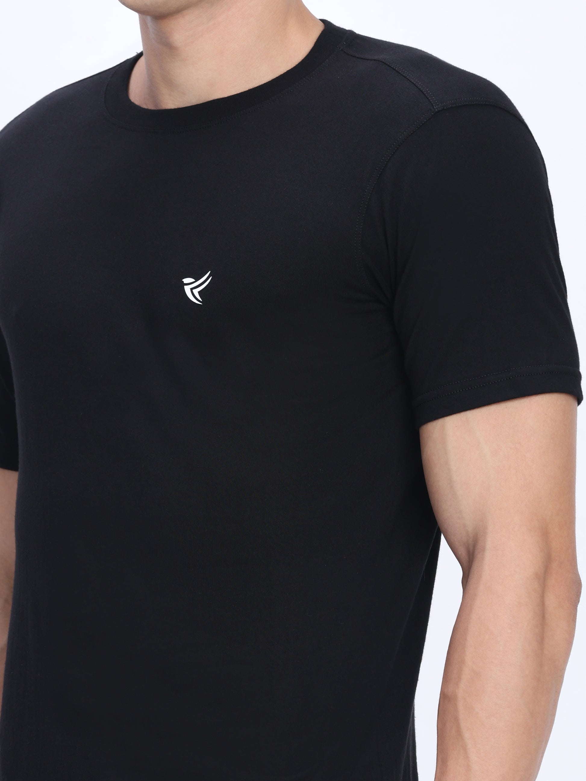 Dpassion Black Cotton Crew Neck T-Shirt Premium Everyday Activewear - Dpassion