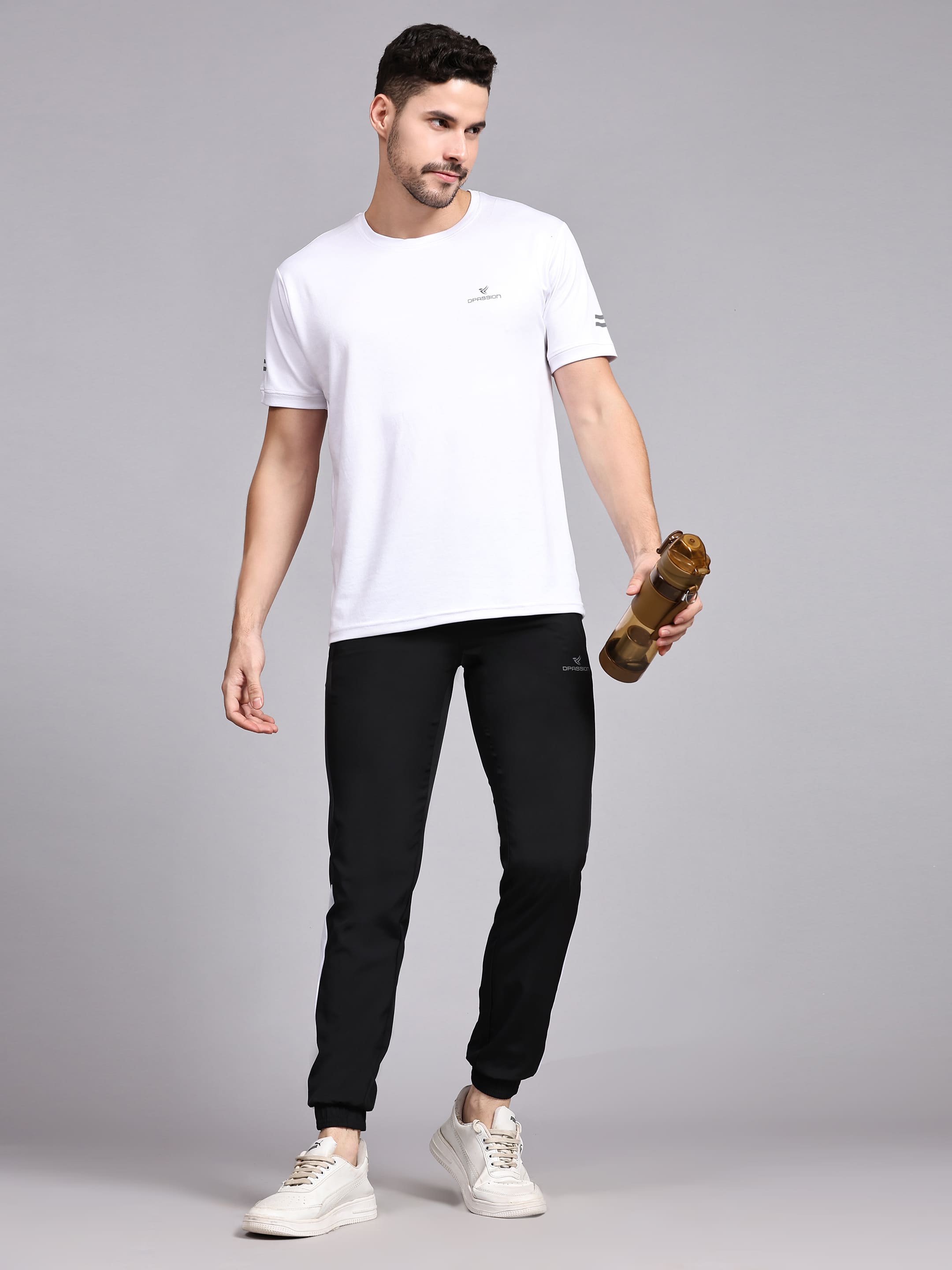 Dpassion Men Black Slim Fit Joggers Track Pants Gym Activewear - Dpassion