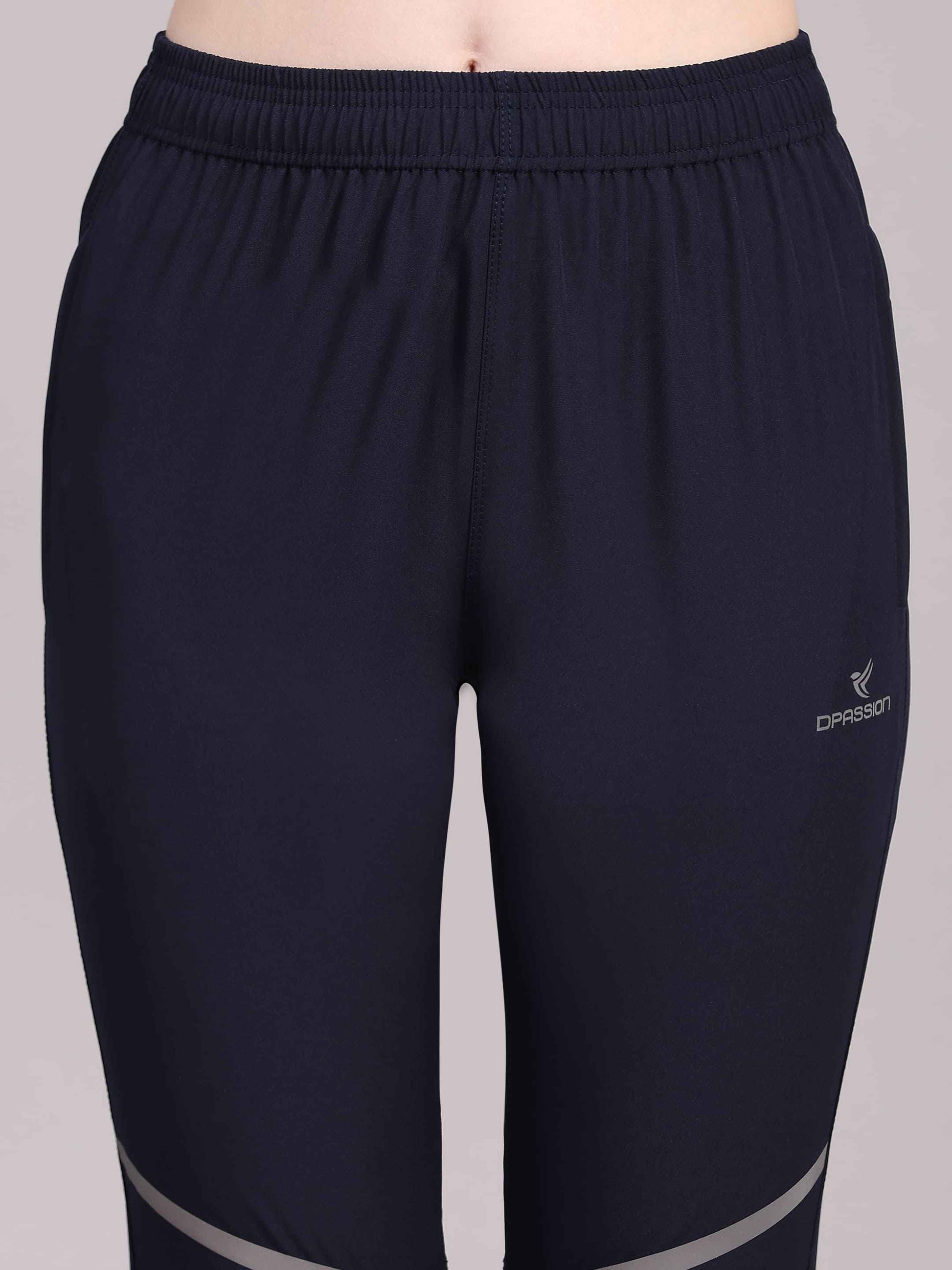Dpassion Women Navy Performance Track Pants with Reflective Detail