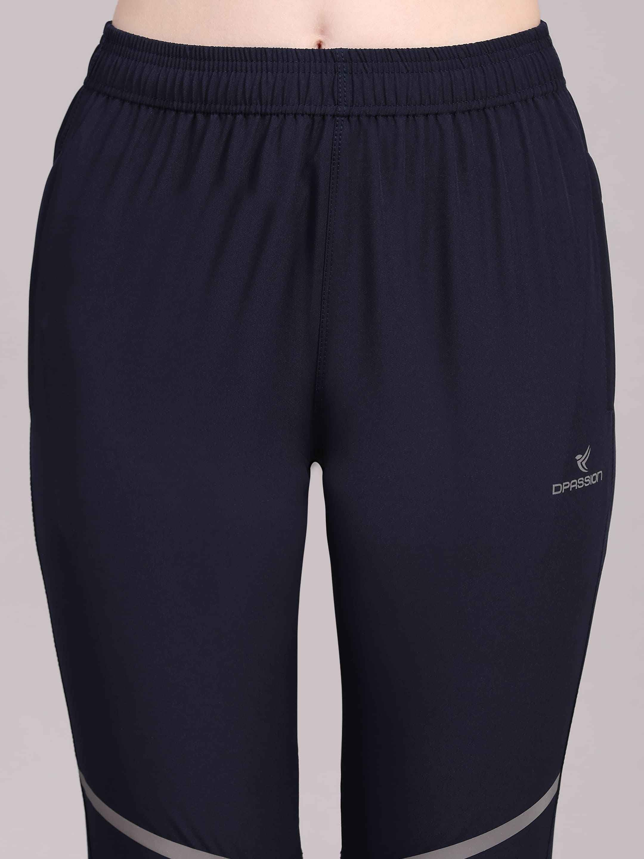 Dpassion Women Navy Performance Track Pants with Reflective Detail