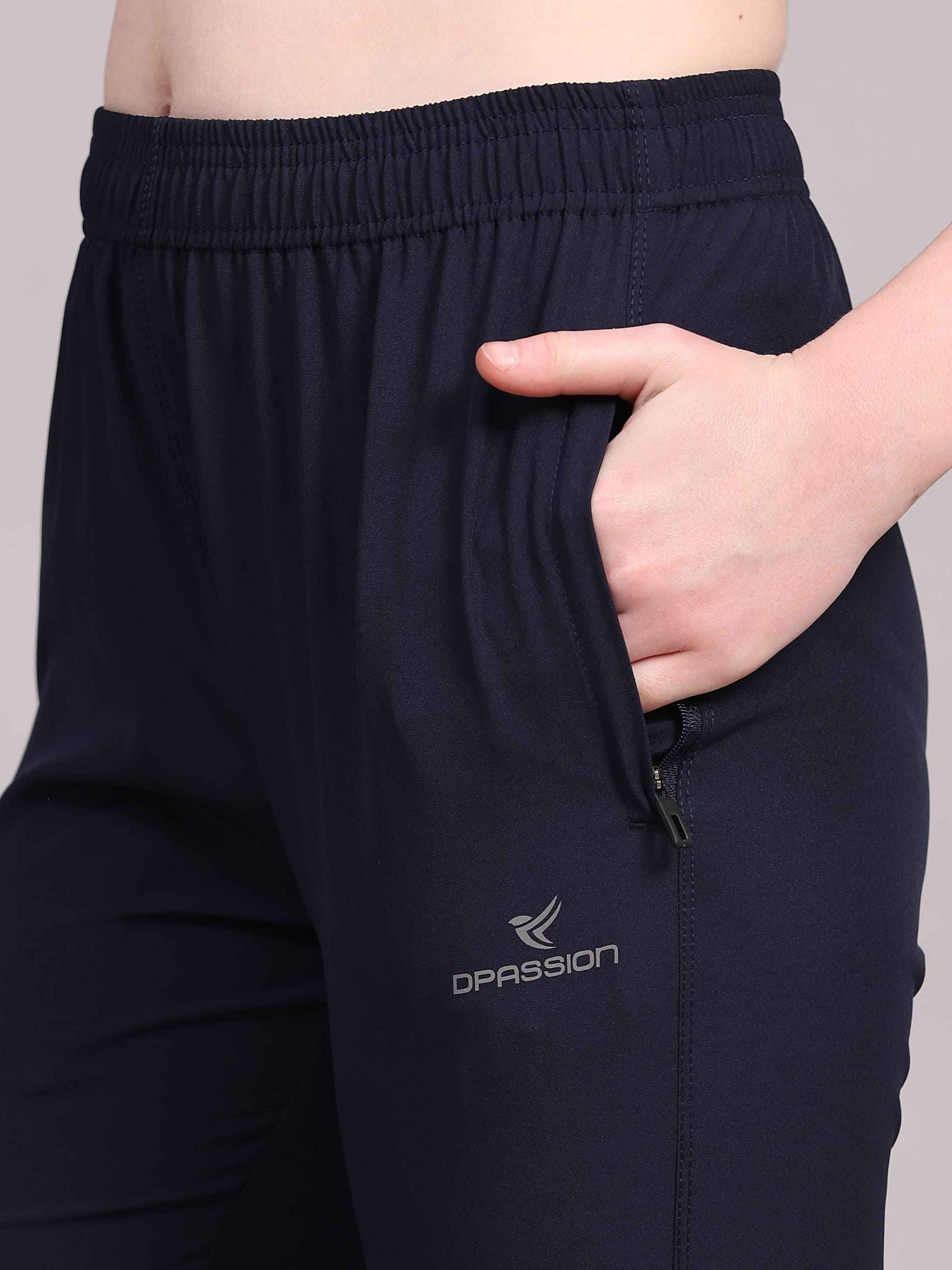 Dpassion Women Navy Performance Track Pants with Reflective Detail