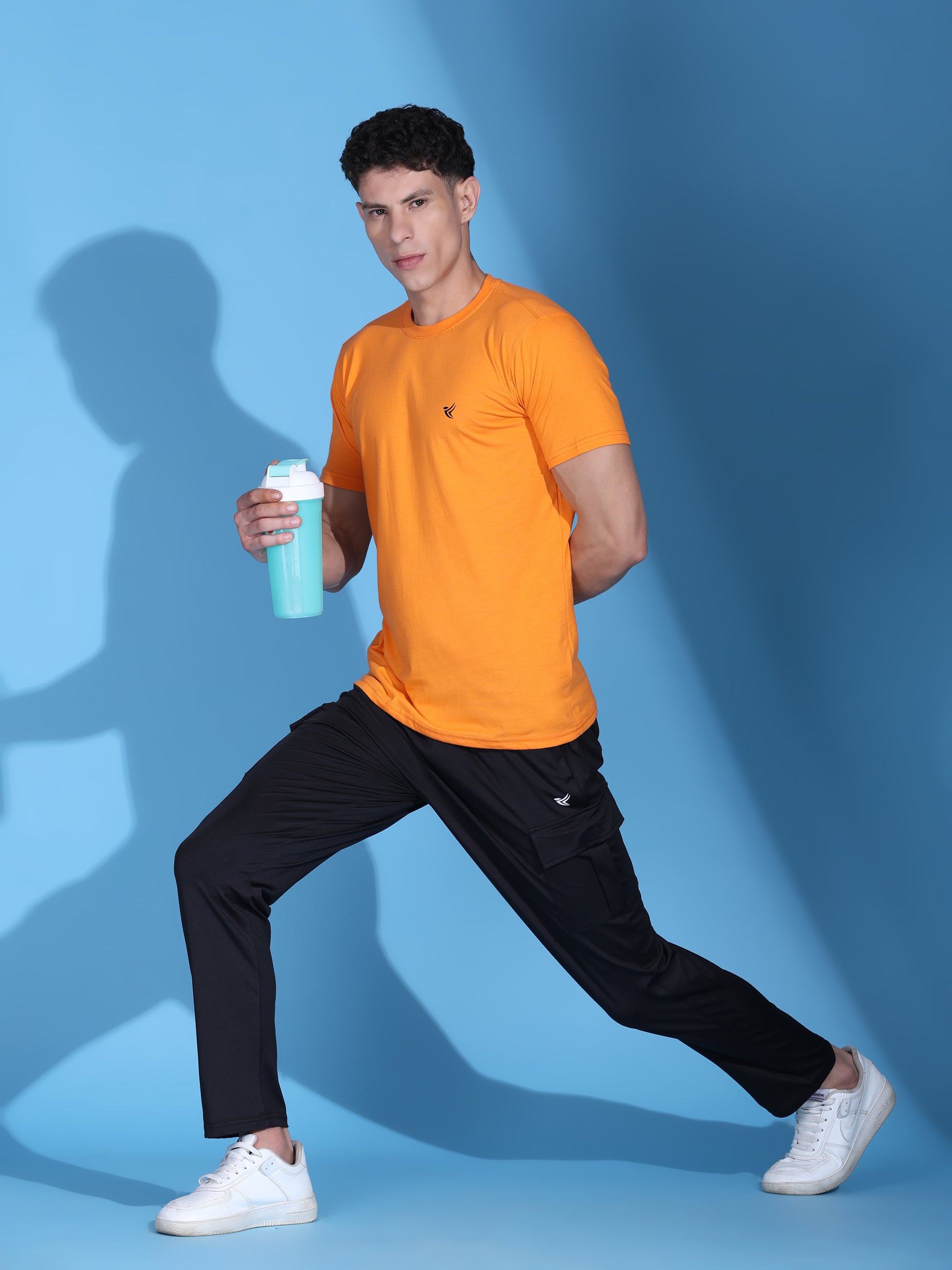 Dpassion Men Orange Cotton Active T Shirt Performance Gym Wear - Dpassion