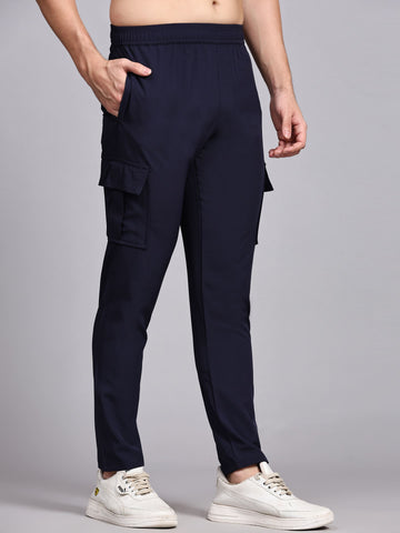 Dpassion Men’s Deep Navy Cargo Track Pants Performance Activewear